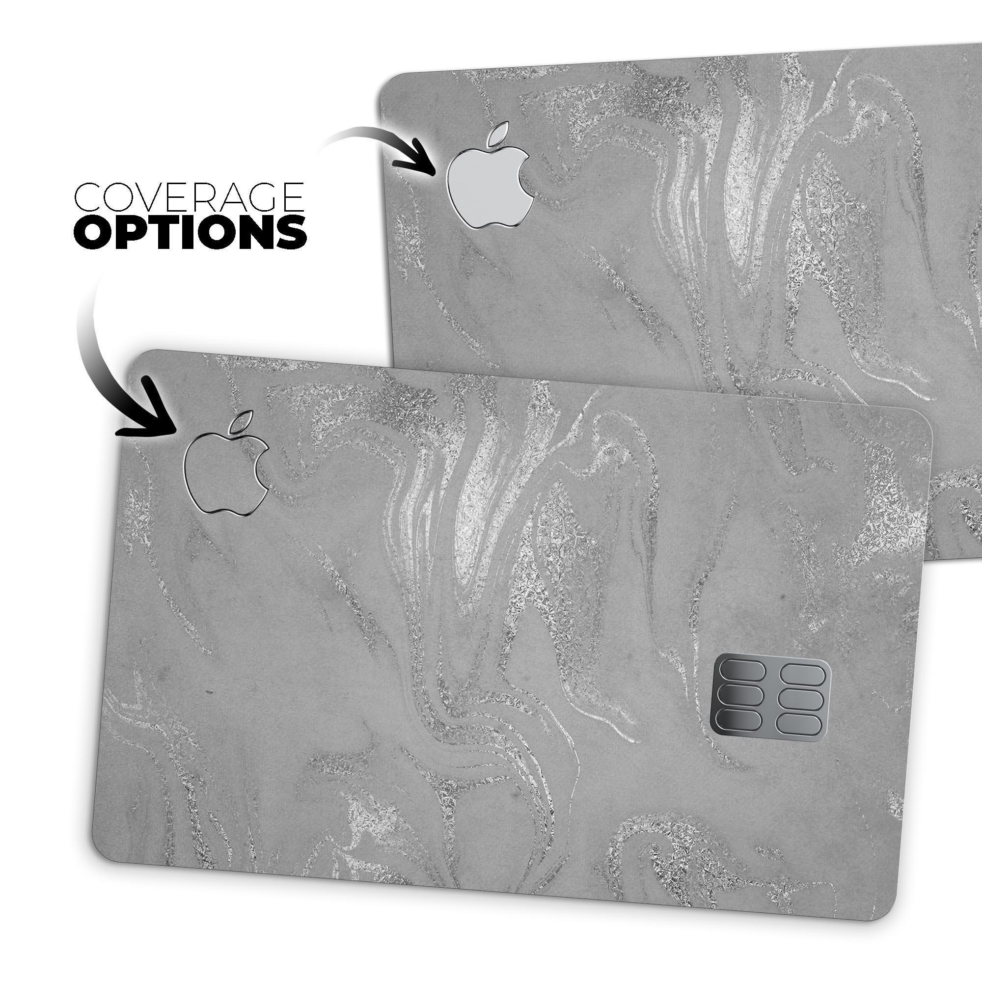 Dark Silver Marble Swirl V6 decal skin for Apple Card, showcasing a premium design with a marble pattern.