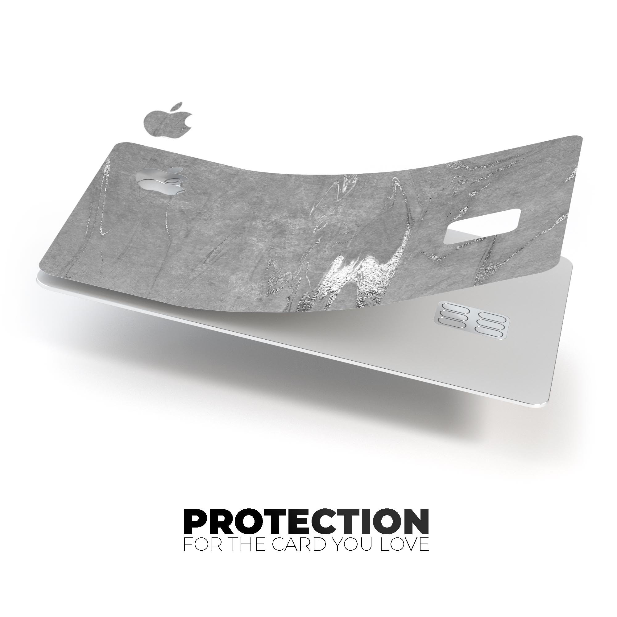 Dark Silver Marble Swirl V7 skin decal for Apple Card, showcasing a stylish marble design with a premium finish.
