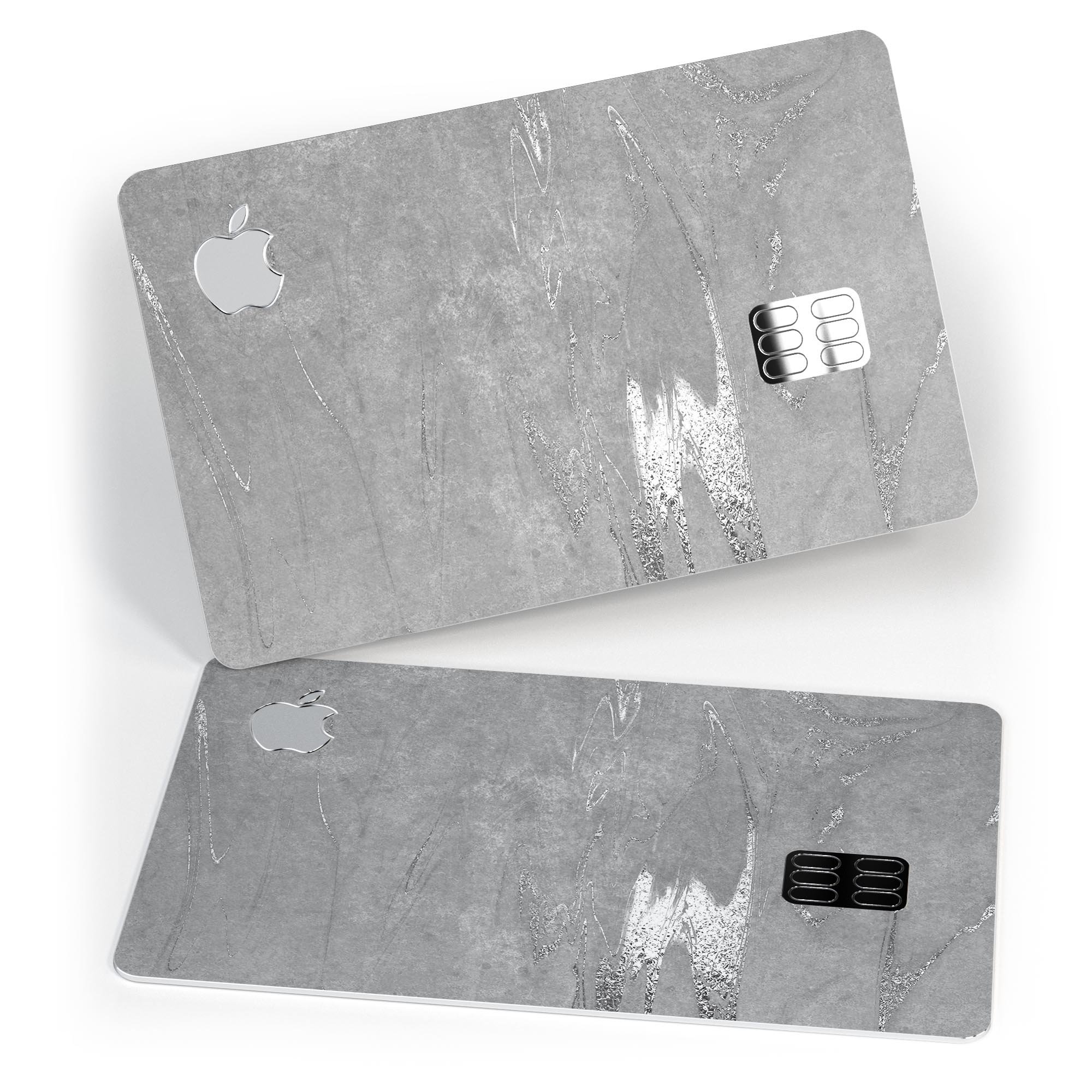 Dark Silver Marble Swirl V7 skin decal for Apple Card, showcasing a stylish marble design with a premium finish.