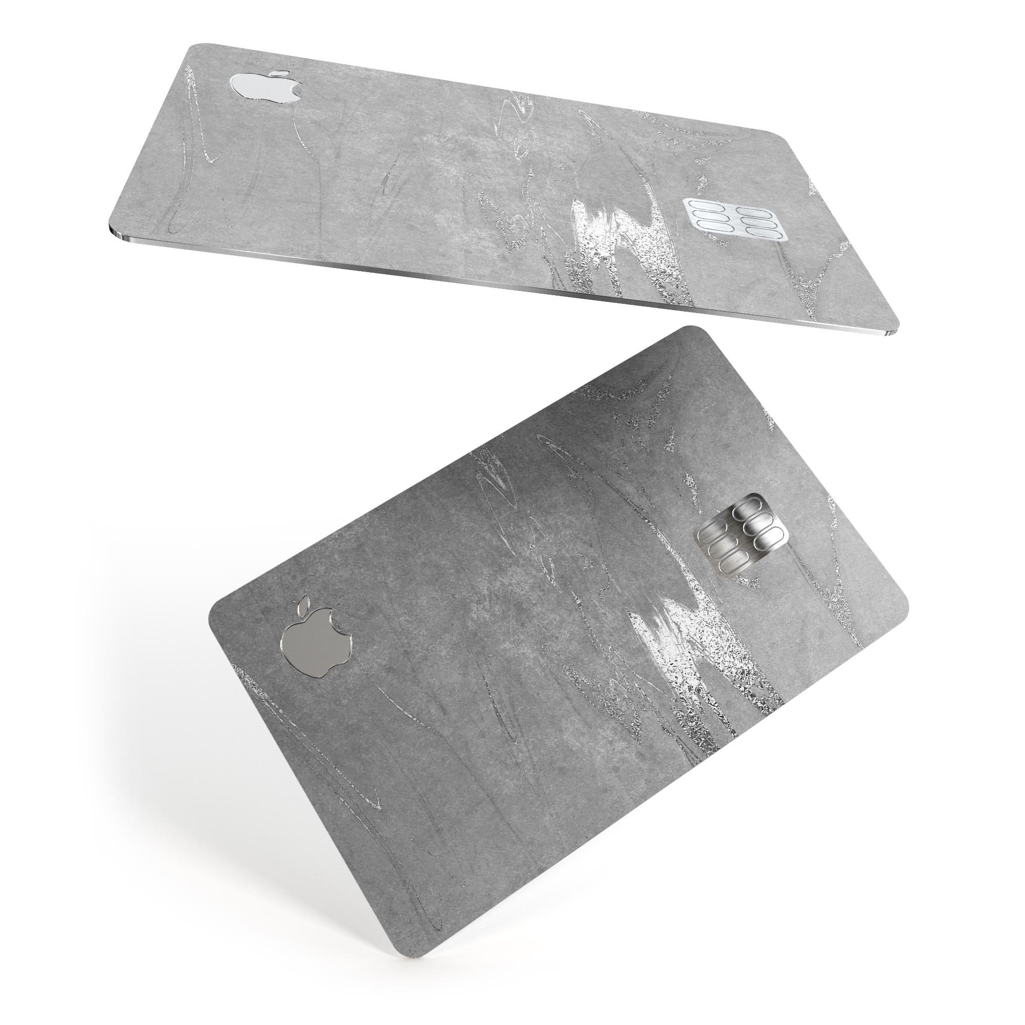 Dark Silver Marble Swirl V7 skin decal for Apple Card, showcasing a stylish marble design with a premium finish.