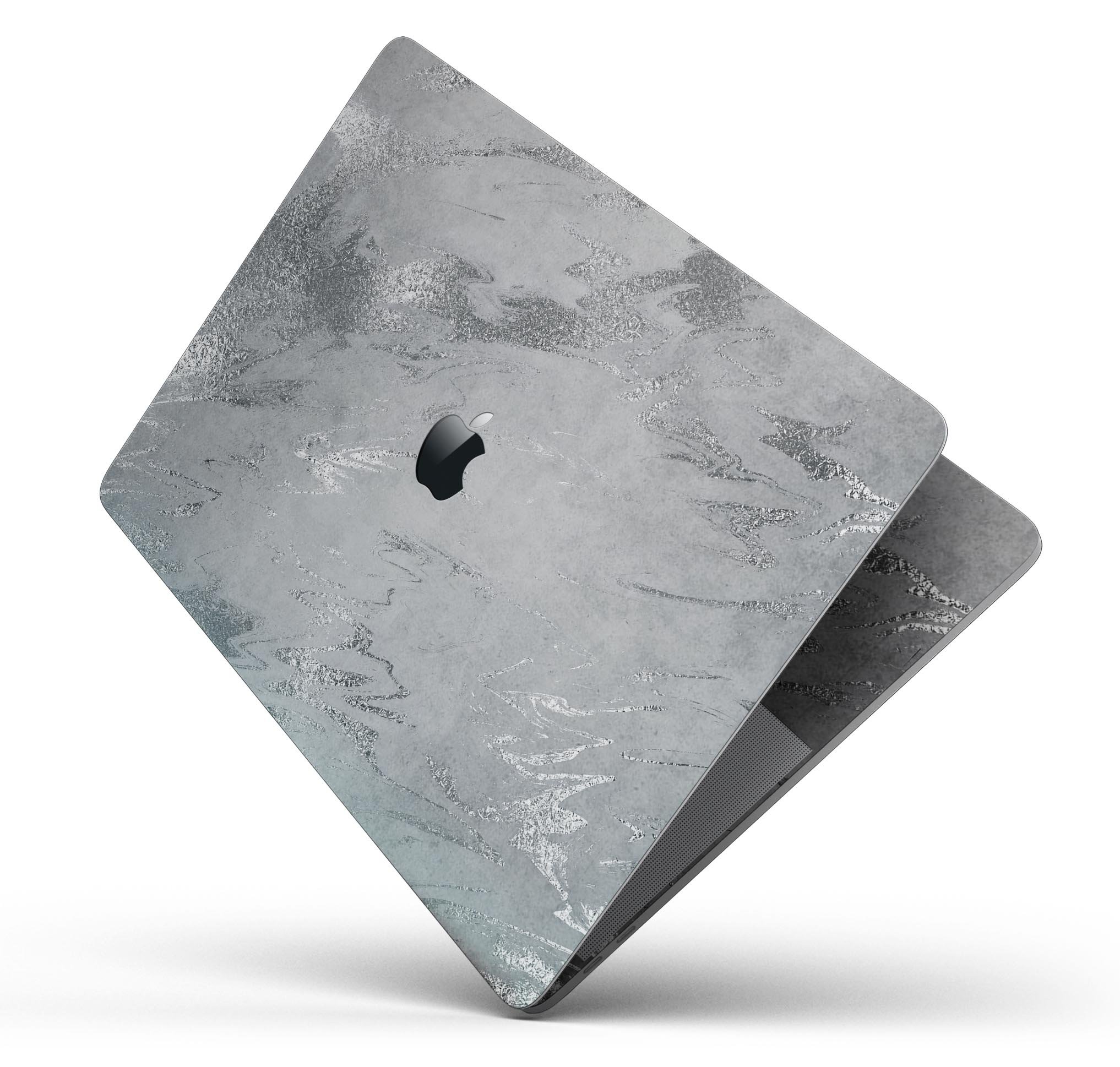 Dark Silver Marble Swirl V9 skin decal wrap kit for MacBook, showcasing a stylish marble design with a premium vinyl finish.