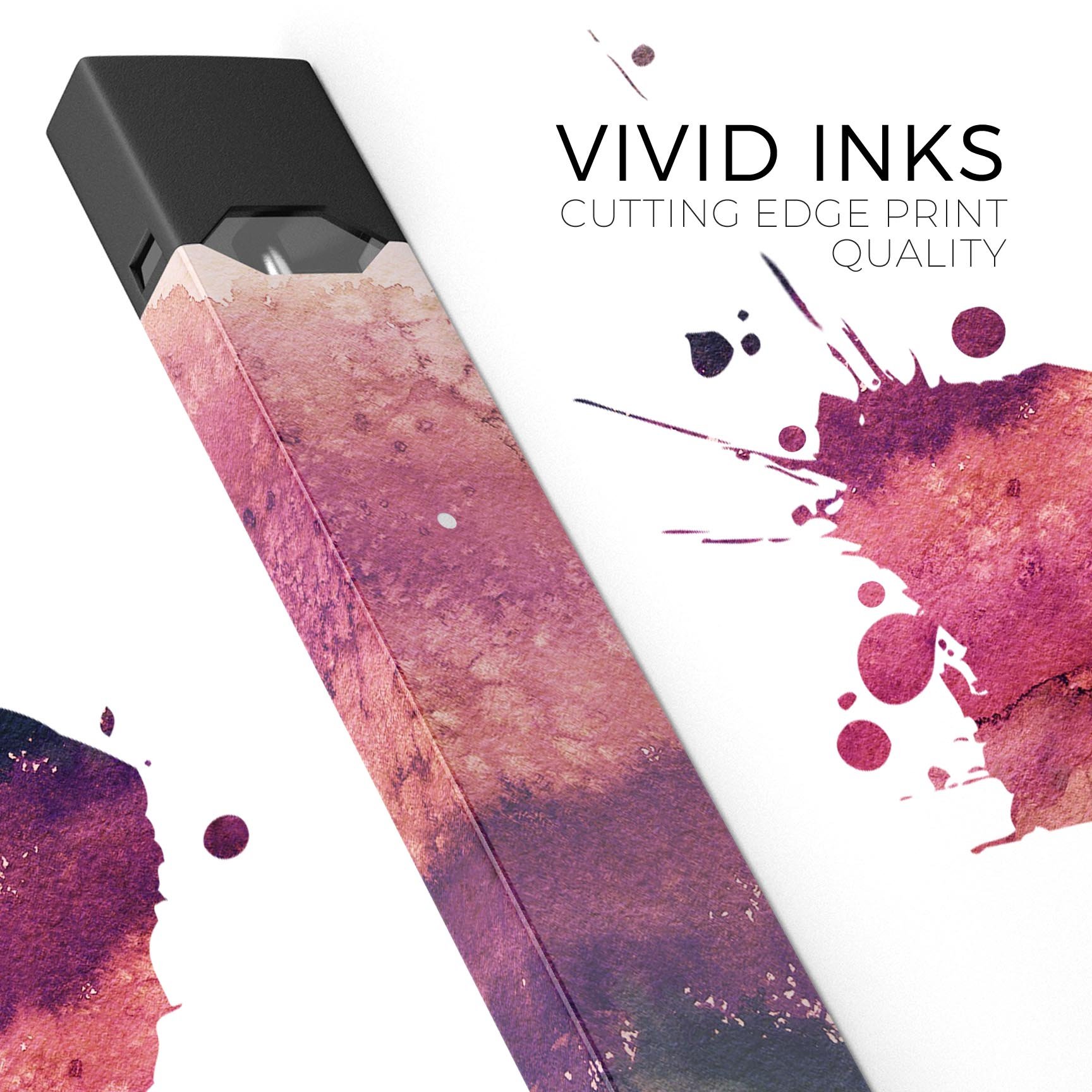 Dark v2 Absorbed Watercolor Texture skin for JUUL vaping device, showcasing vibrant colors and premium design.