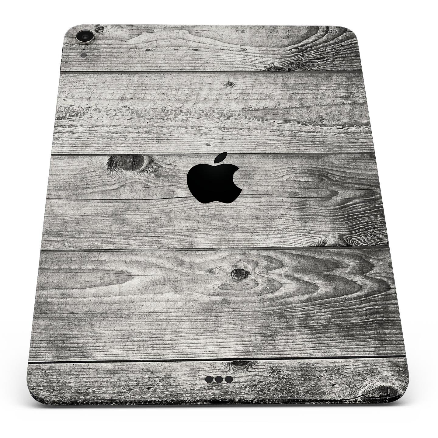 Dark Washed Wood Planks skin decal for Apple iPad Pro, showcasing a stylish wood texture design.