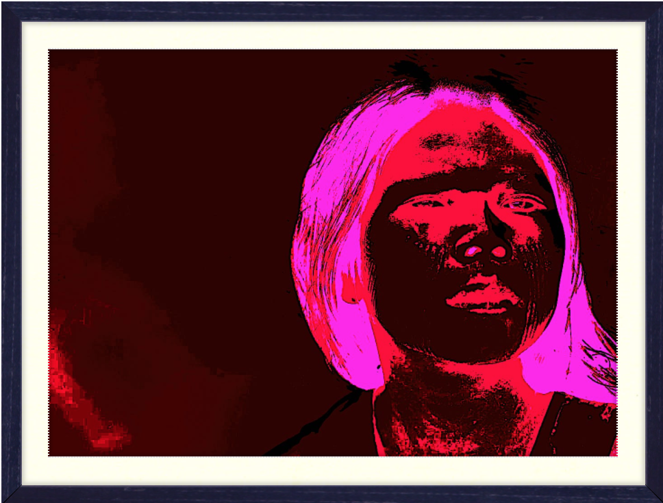 Custom architect picture frame in Blueberry color with smooth white mat, showcasing artwork elegantly.