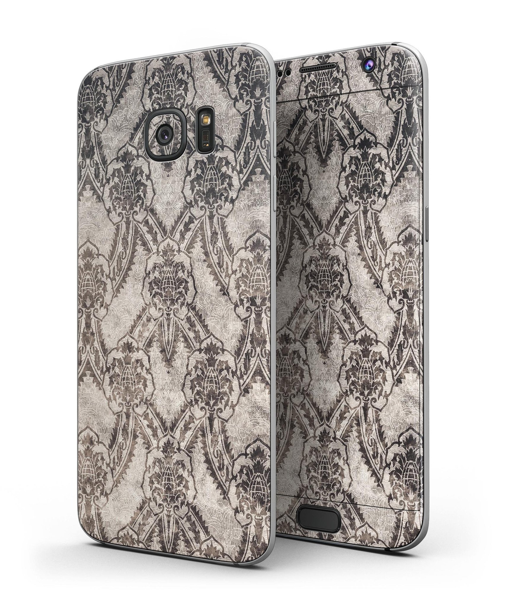 Decadent Draped Damask Pattern skin for Samsung Galaxy S7/S7 Edge, showcasing intricate design and premium vinyl material.