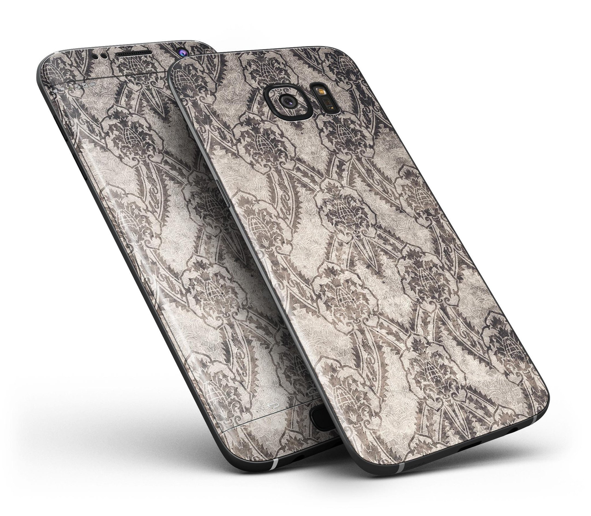 Decadent Draped Damask Pattern skin for Samsung Galaxy S7/S7 Edge, showcasing intricate design and premium vinyl material.