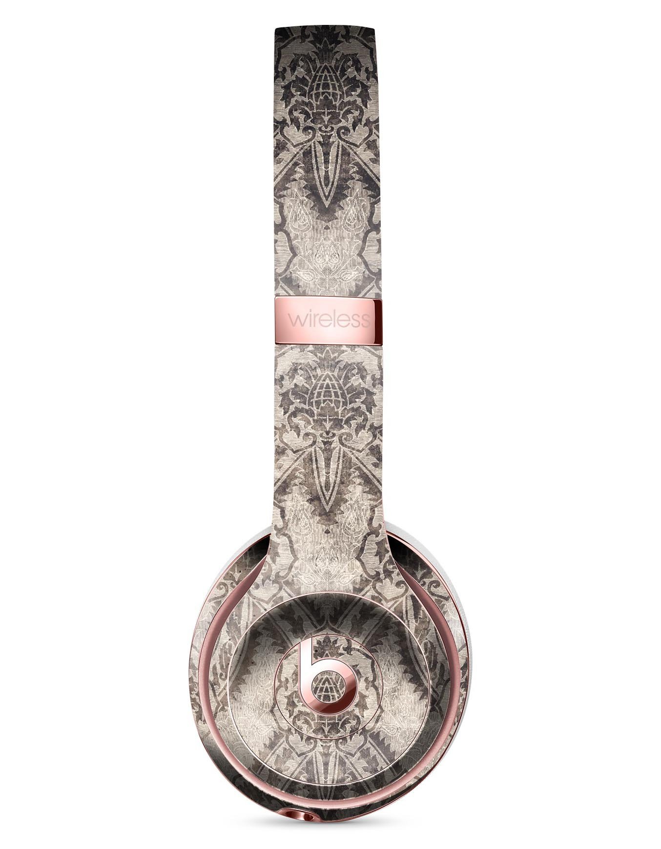 Decadent Draped Damask Pattern Skin Kit for Beats by Dre Solo 3 Wireless Headphones, showcasing elegant design and premium vinyl material.