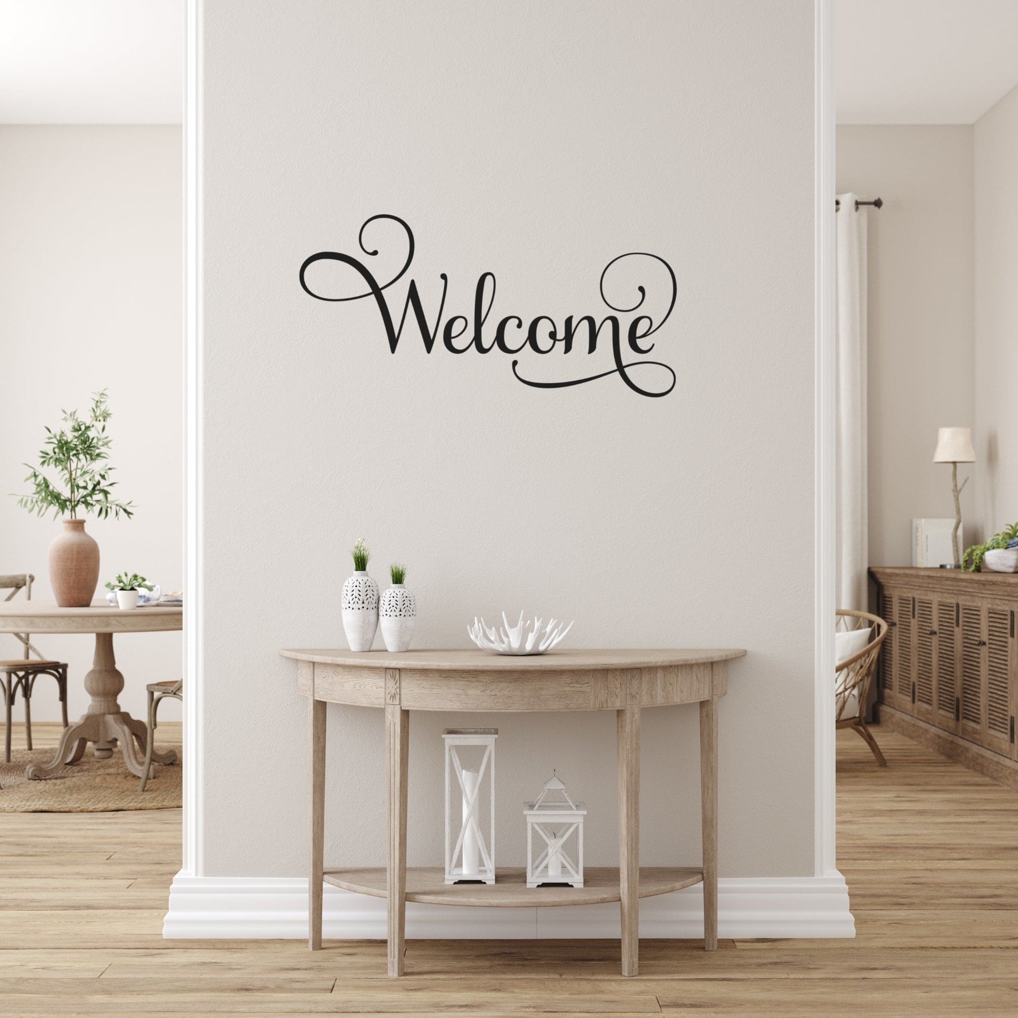 Welcome Removable Vinyl Wall Decal featuring a stylish design, perfect for easy peel and stick application on smooth surfaces.