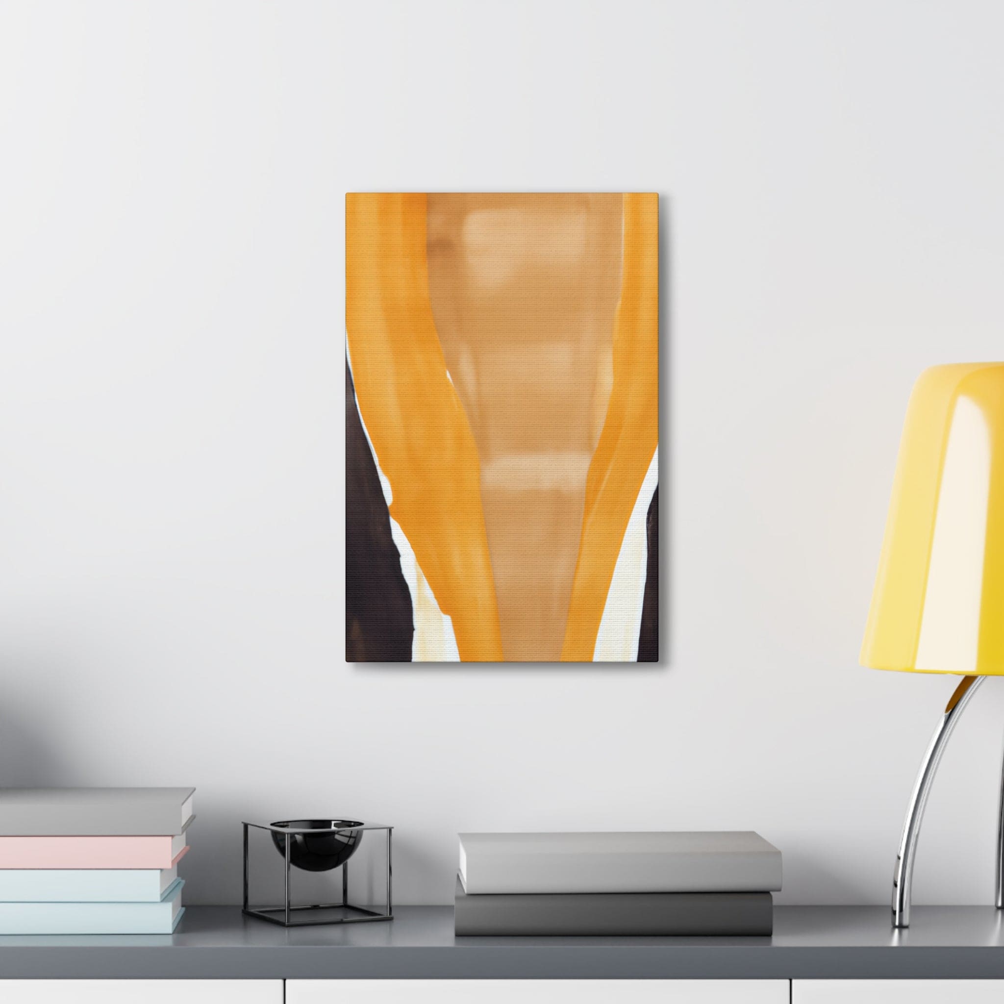 Decorative canvas print featuring a golden yellow and brown abstract pattern, ideal for enhancing indoor decor.