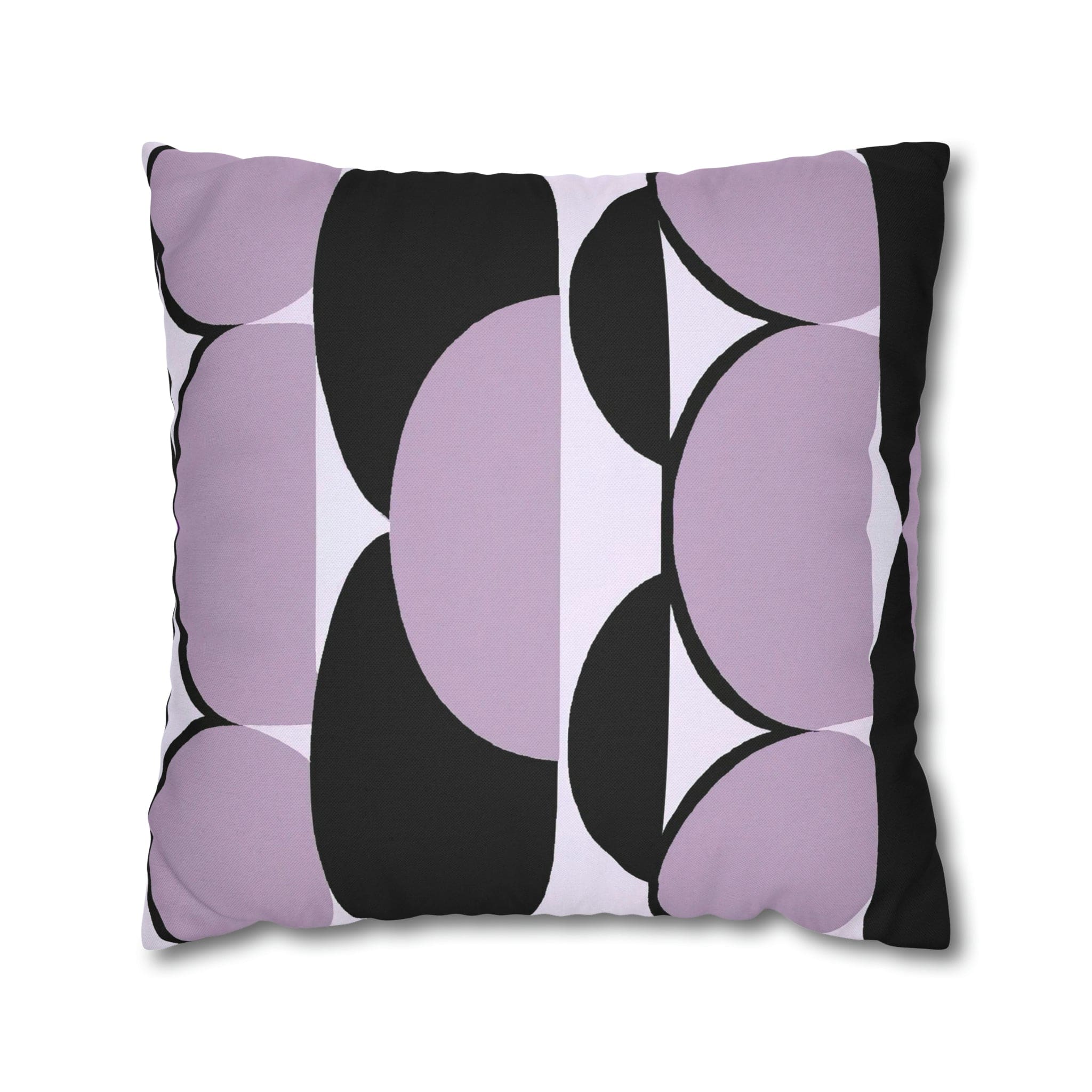 Decorative throw pillow cover featuring a geometric lavender and black pattern, ideal for enhancing home decor.