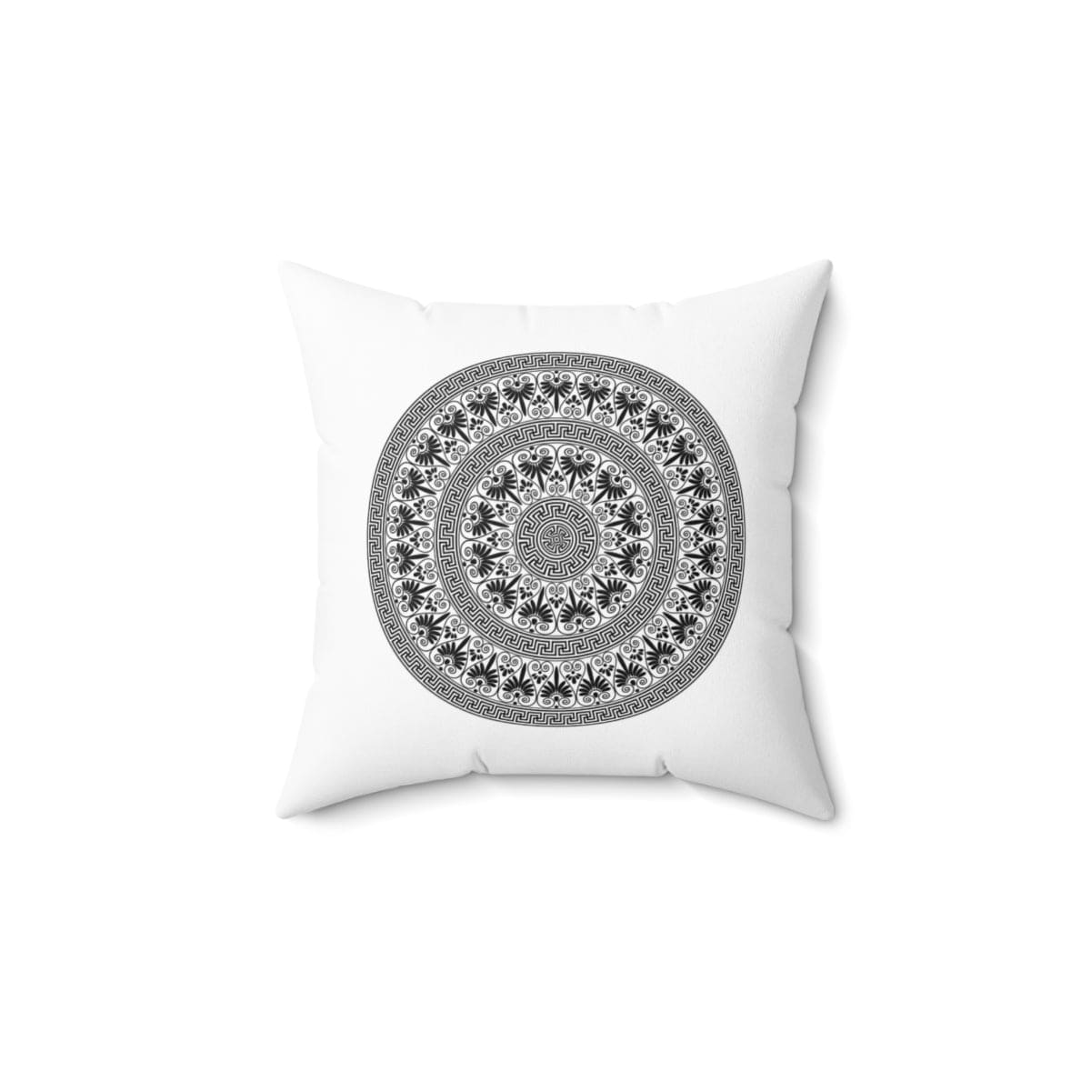 Decorative throw pillow cover featuring a white and black round geometric boho design, perfect for enhancing home decor.