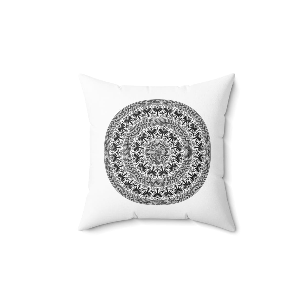 Decorative throw pillow cover featuring a white and black round geometric boho design, perfect for enhancing home decor.