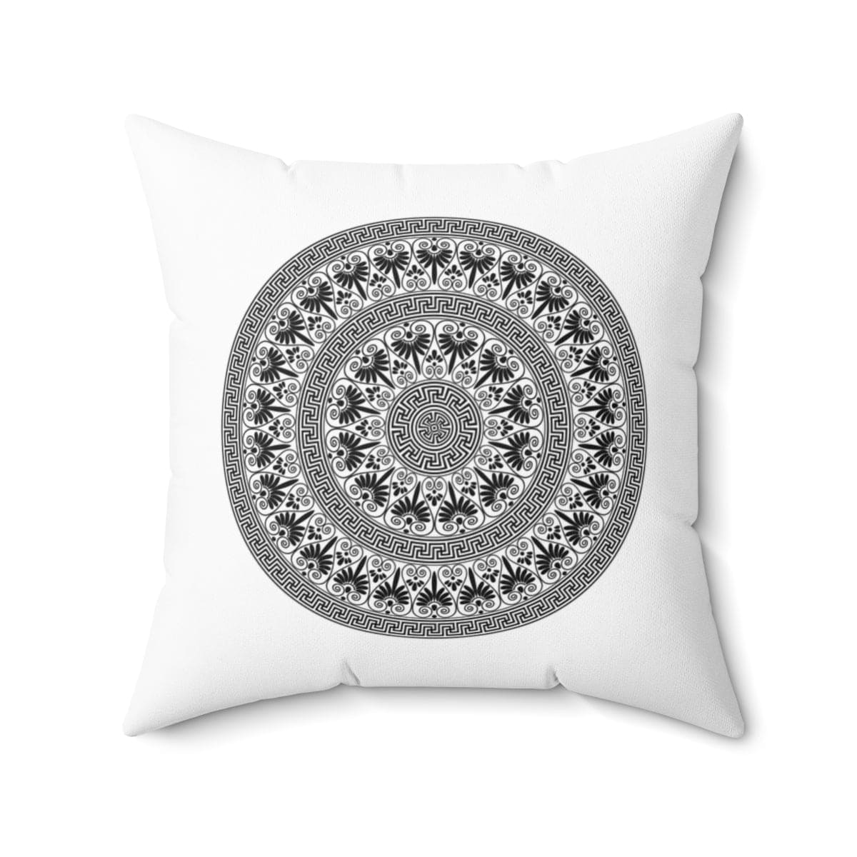 Decorative throw pillow cover featuring a white and black round geometric boho design, perfect for enhancing home decor.