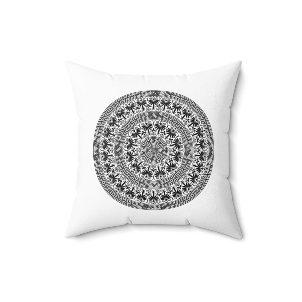 Decorative throw pillow cover featuring a white and black round geometric boho design, perfect for enhancing home decor.