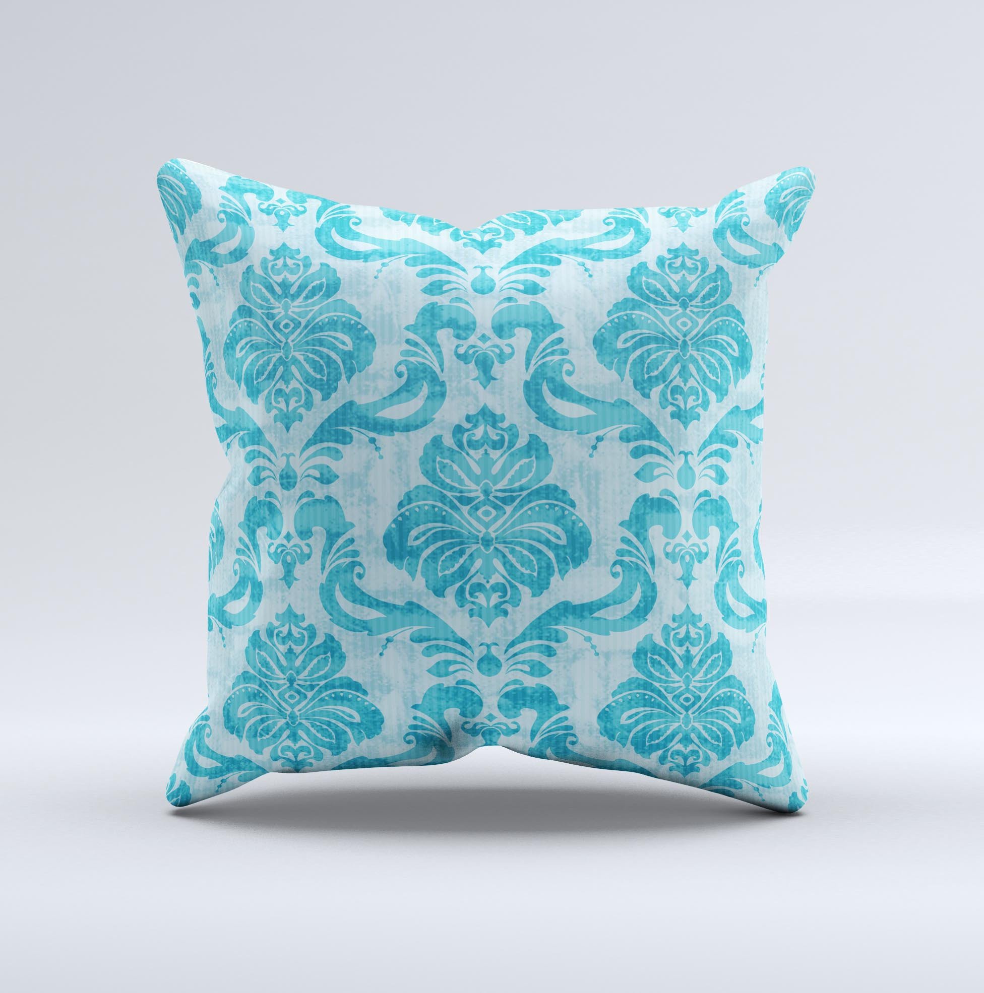 Delicate Trendy Blue Pattern V4 Ink-Fuzed Decorative Throw Pillow showcasing a unique blue design, handcrafted in Virginia with high-quality materials.
