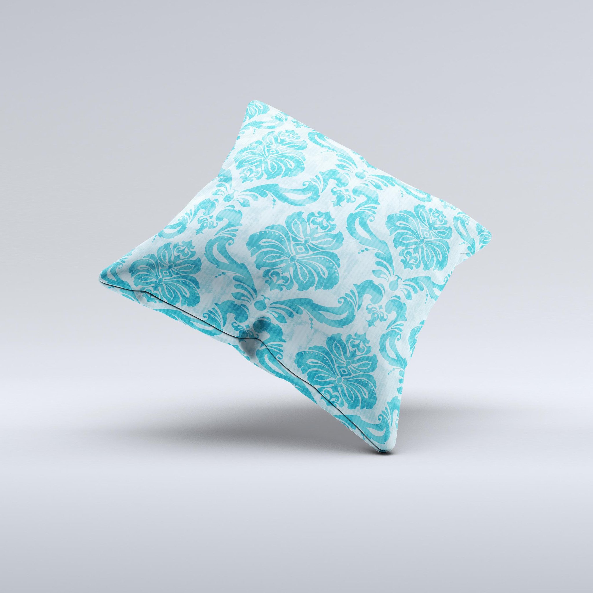 Delicate Trendy Blue Pattern V4 Ink-Fuzed Decorative Throw Pillow showcasing a unique blue design, handcrafted in Virginia with high-quality materials.