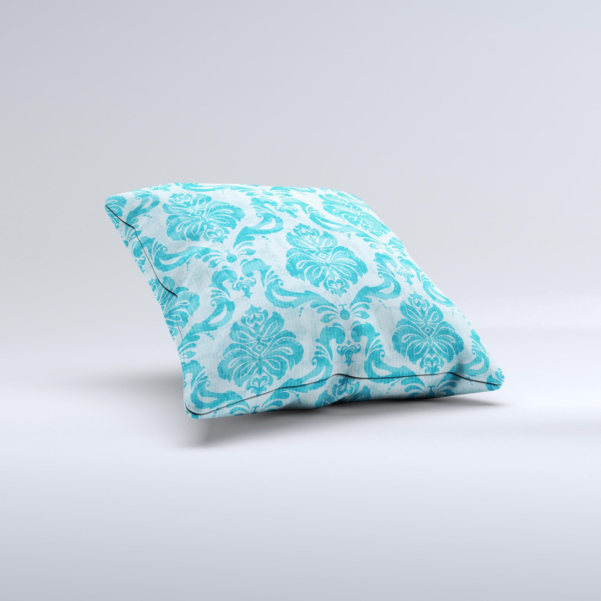 Delicate Trendy Blue Pattern V4 Ink-Fuzed Decorative Throw Pillow showcasing a unique blue design, handcrafted in Virginia with high-quality materials.
