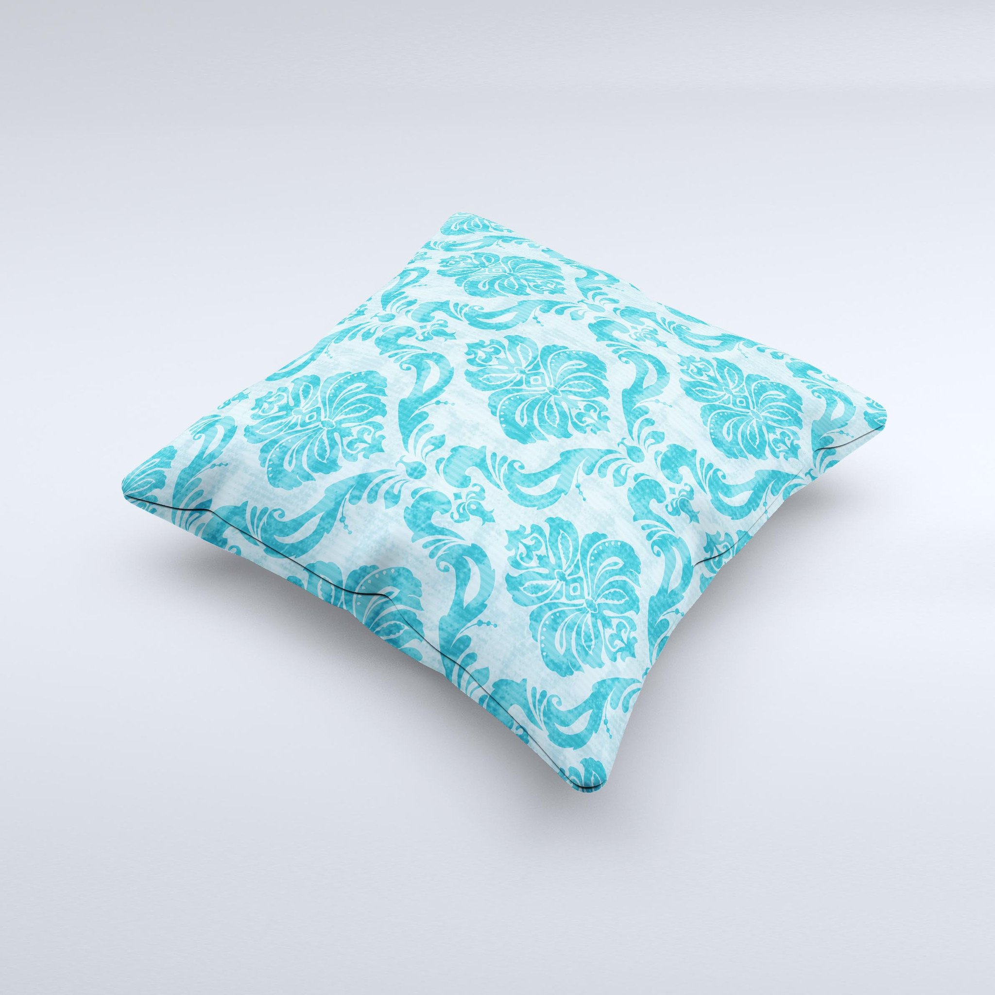 Delicate Trendy Blue Pattern V4 Ink-Fuzed Decorative Throw Pillow showcasing a unique blue design, handcrafted in Virginia with high-quality materials.