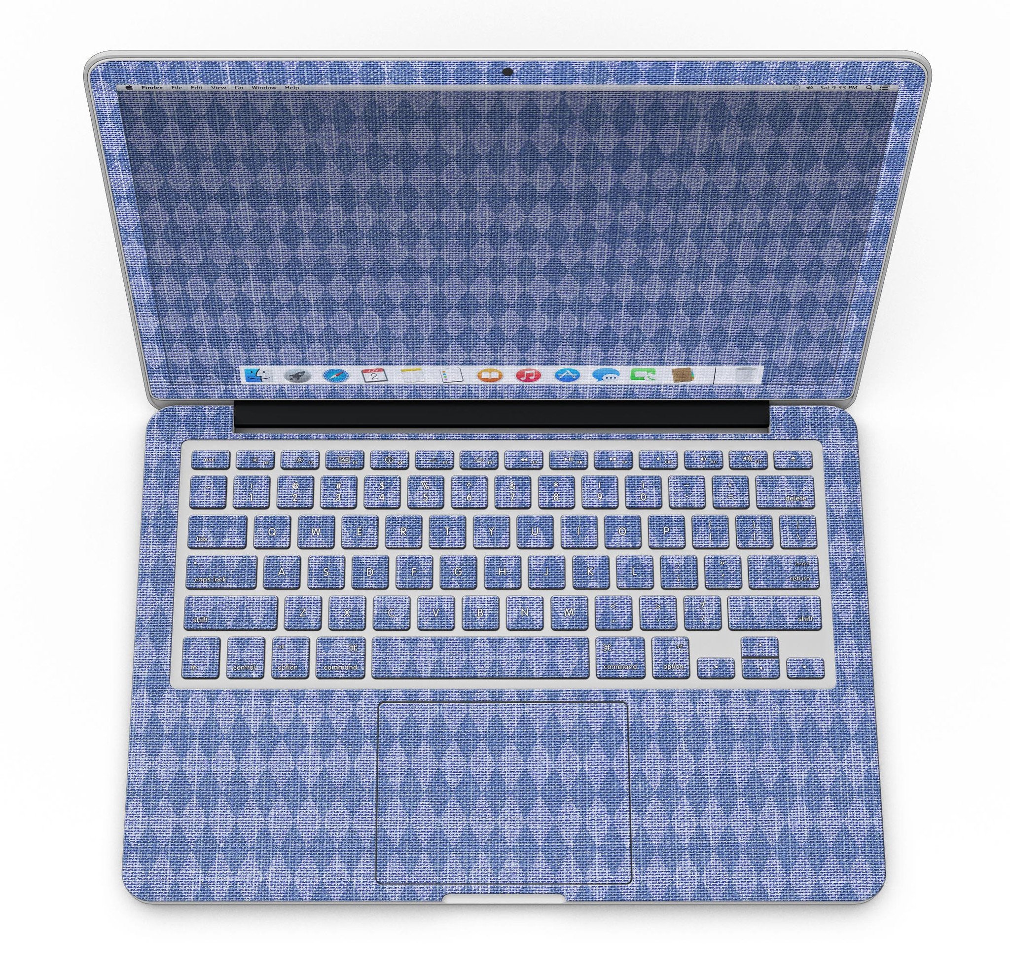 Deep Blue Sea Diamond Pattern skin for MacBook Pro with Retina Display, showcasing vibrant colors and intricate diamond design.