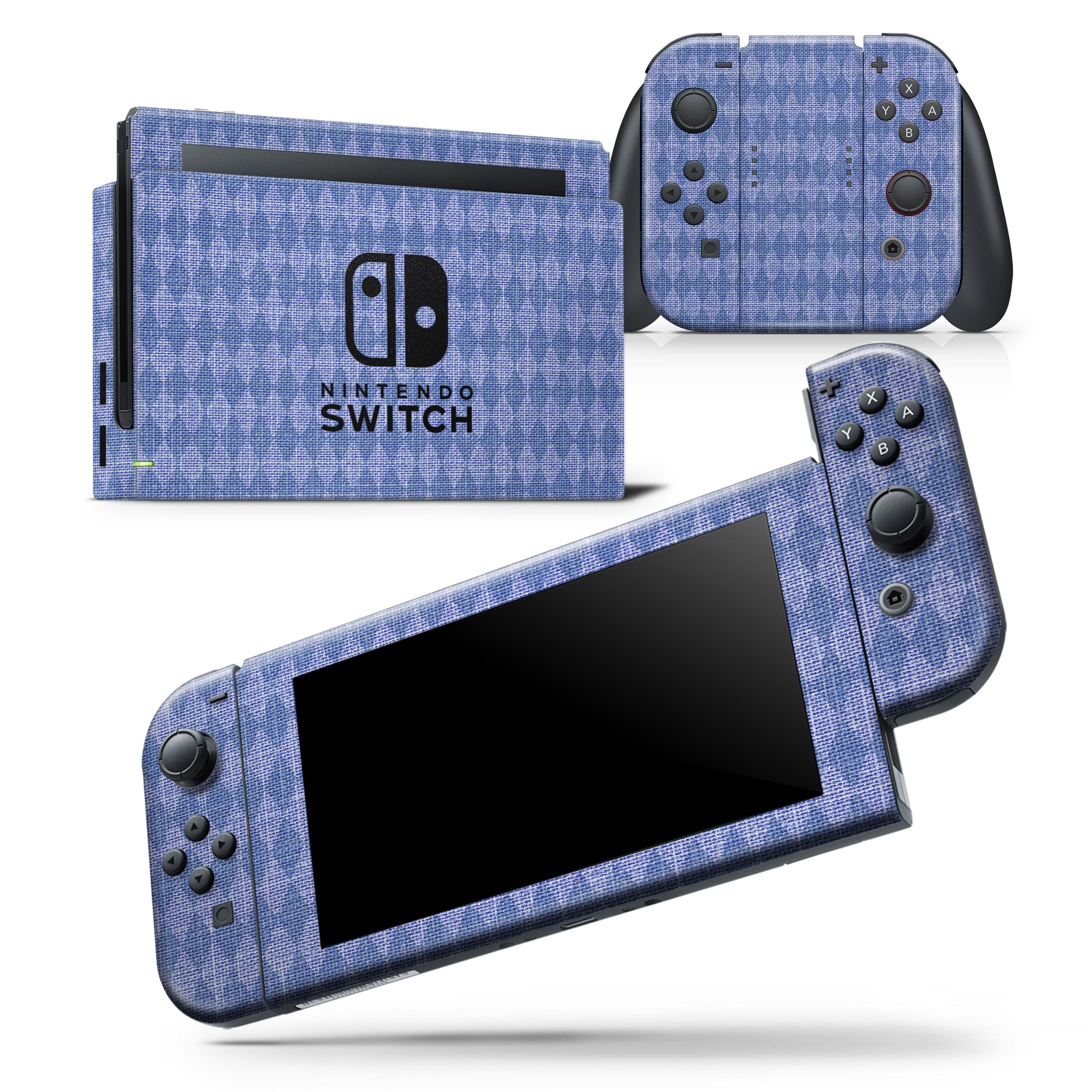 Deep Blue Sea Diamond Pattern skin wrap decal for Nintendo Switch, showcasing vibrant colors and a unique design.