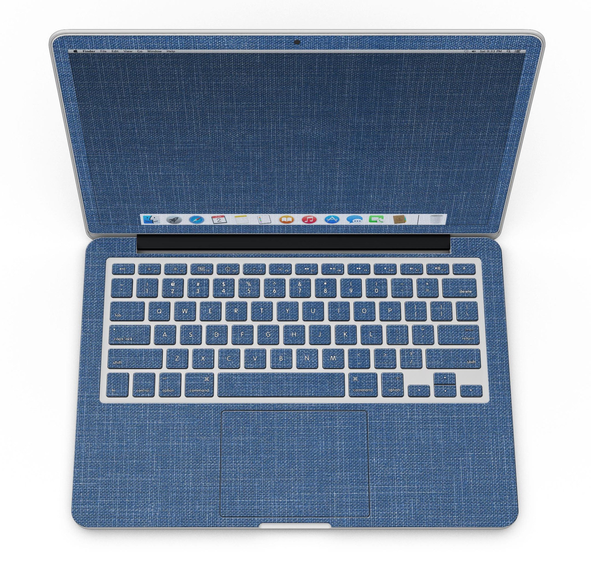 Deep Blue Sea Fabric skin for MacBook Pro with Retina Display, showcasing vibrant blue ocean design and sleek finish.