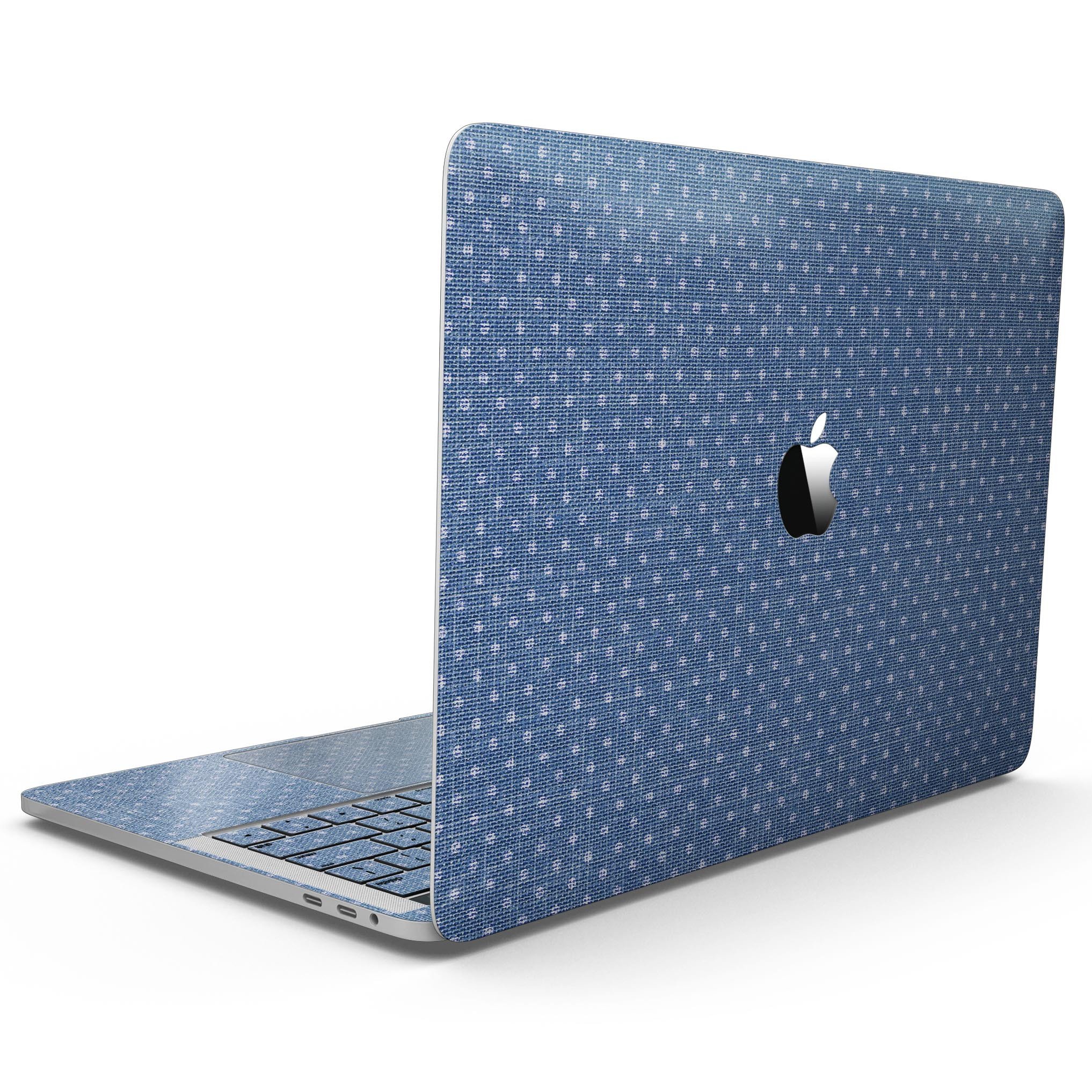 Deep Blue Sea Micro Dots skin kit for MacBook Pro with Touch Bar, showcasing a stylish design and premium vinyl material.