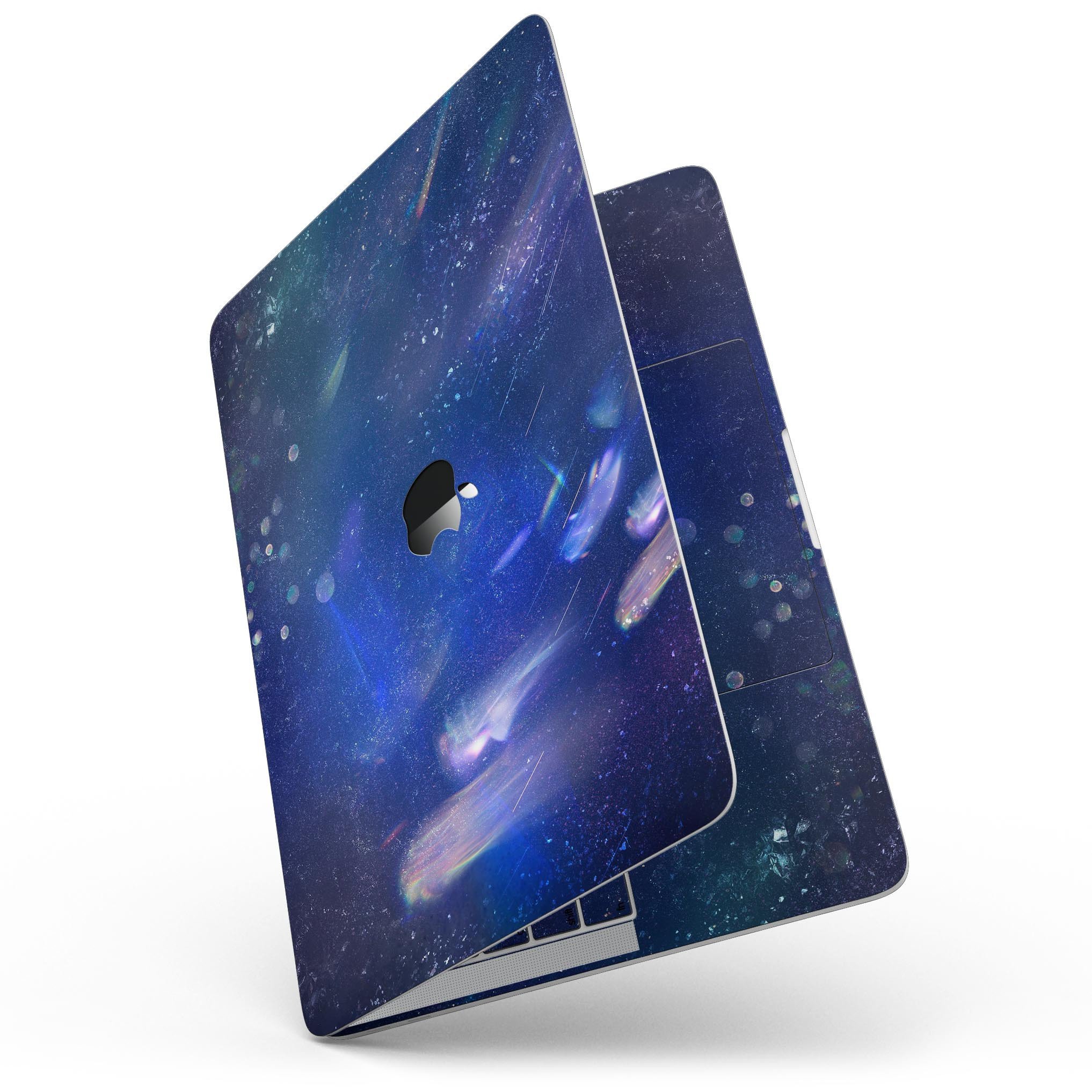 Deep Blue Unfocused Scratches skin for 13" MacBook Pro without Touch Bar, showcasing a stylish design and premium vinyl material.