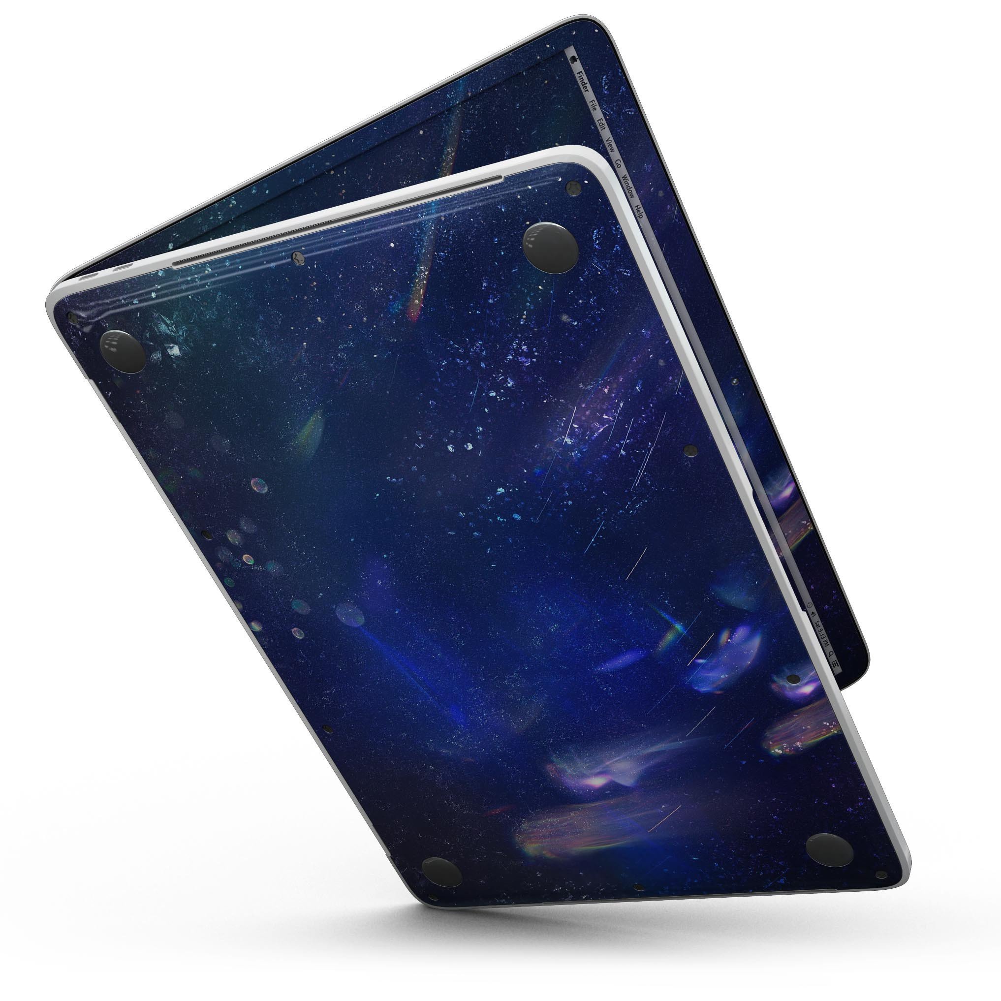 Deep Blue Unfocused Scratches skin for 13" MacBook Pro without Touch Bar, showcasing a stylish design and premium vinyl material.