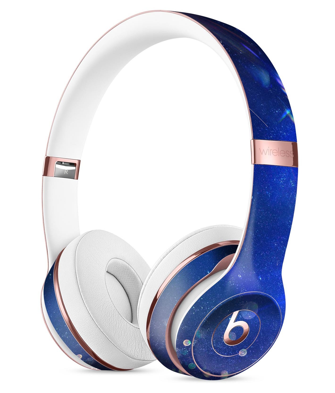 Deep Blue Unfocused Scratches Full-Body Skin Kit for Beats by Dre Solo 3 Wireless Headphones, showcasing its vibrant design and premium vinyl material.
