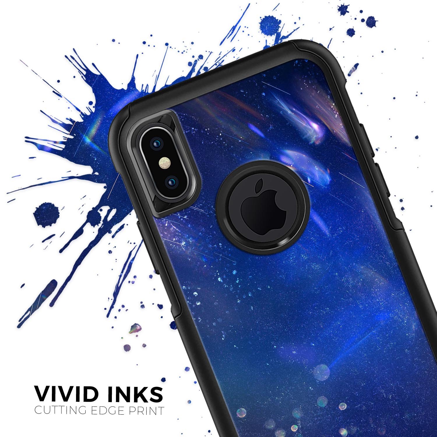 Deep Blue Unfocused Scratches Skin Kit for iPhone OtterBox cases, showcasing a sleek design and premium quality materials.
