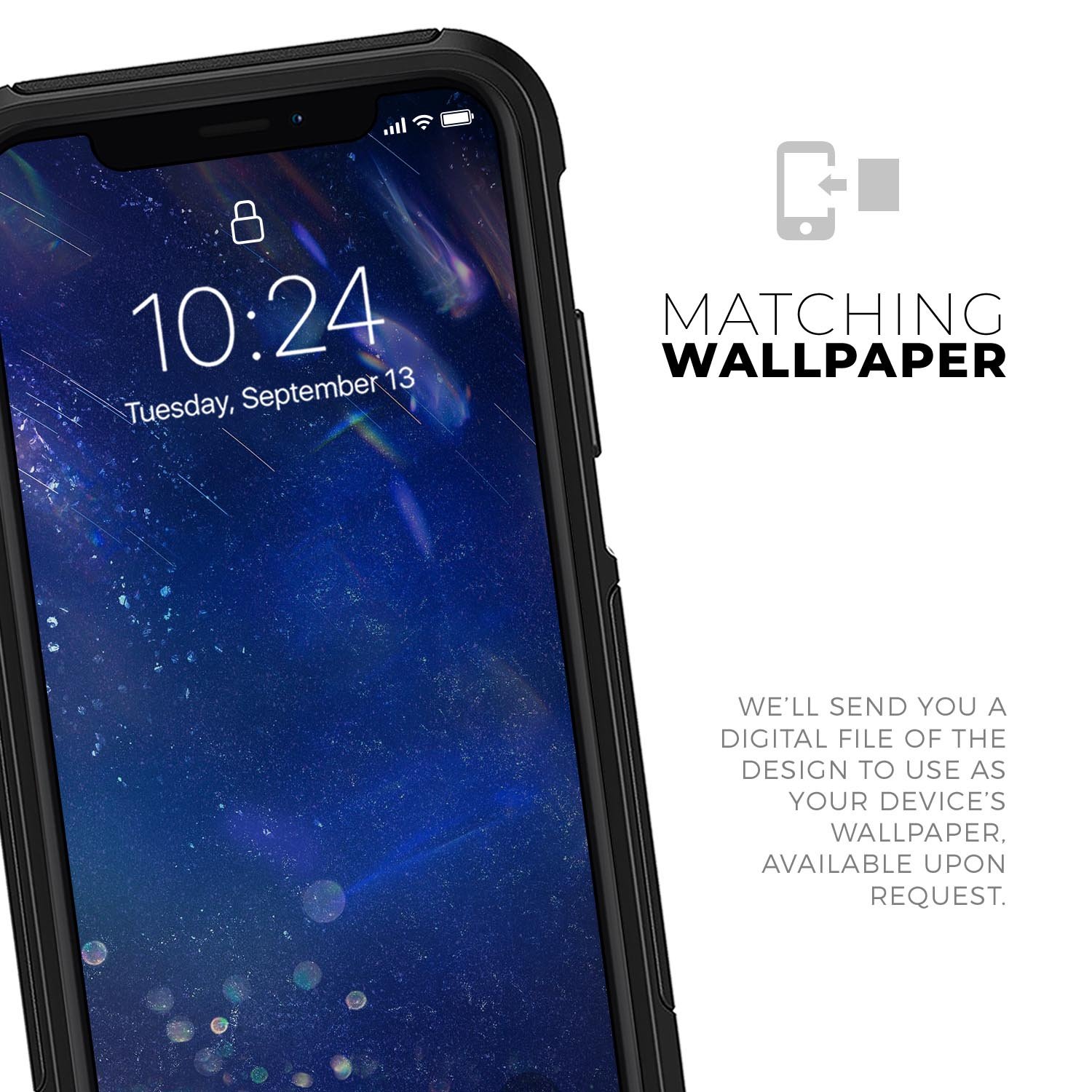 Deep Blue Unfocused Scratches Skin Kit for iPhone OtterBox cases, showcasing a sleek design and premium quality materials.