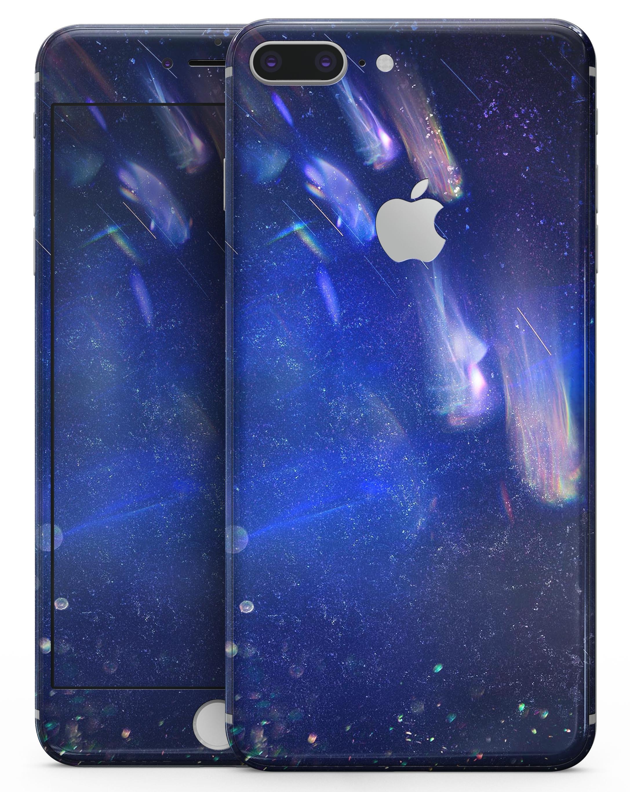 Deep Blue Unfocused Scratches skin for iPhone 8 and 8 Plus, showcasing a stylish design with a premium vinyl finish.