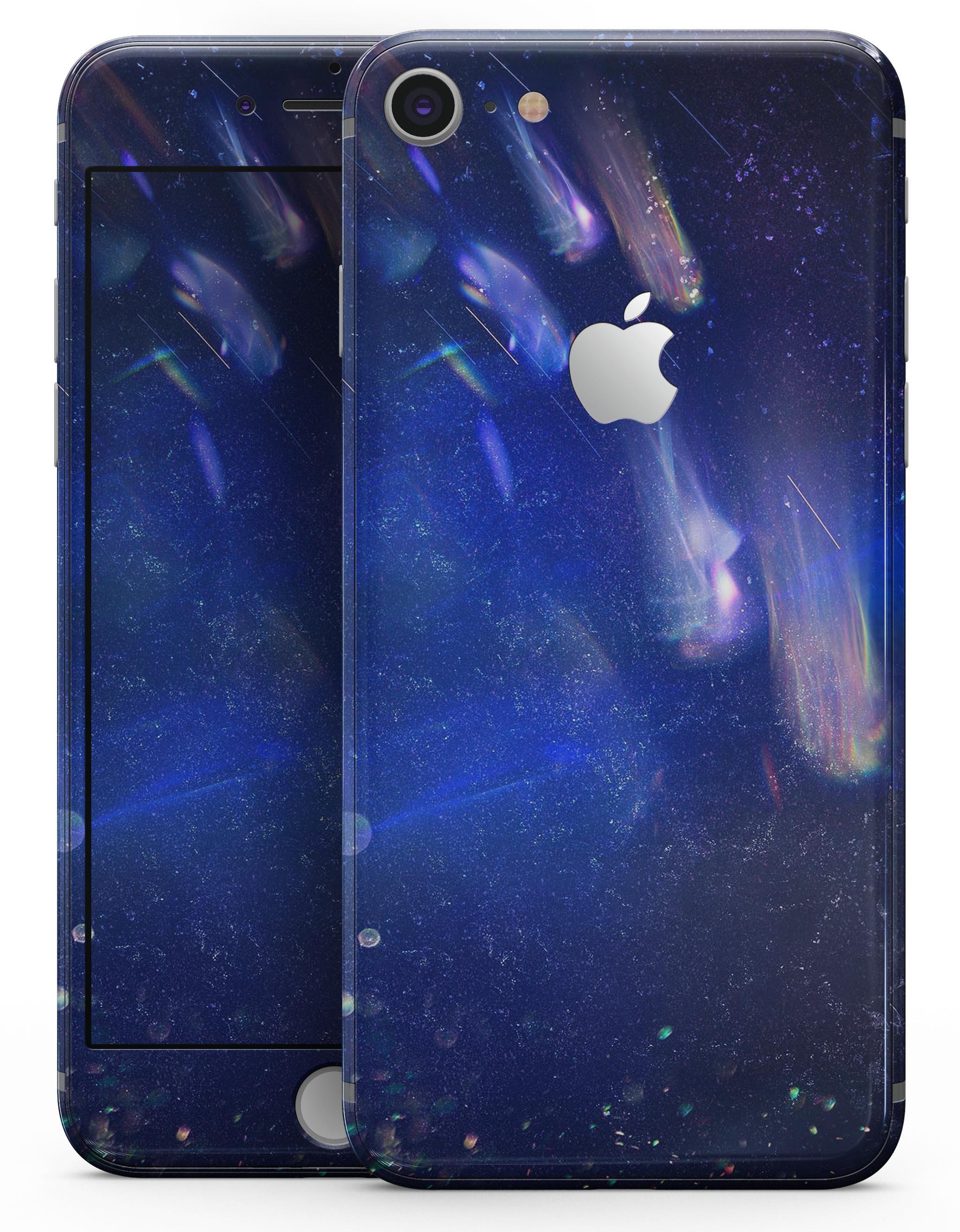 Deep Blue Unfocused Scratches skin for iPhone 8 and 8 Plus, showcasing a stylish design with a premium vinyl finish.