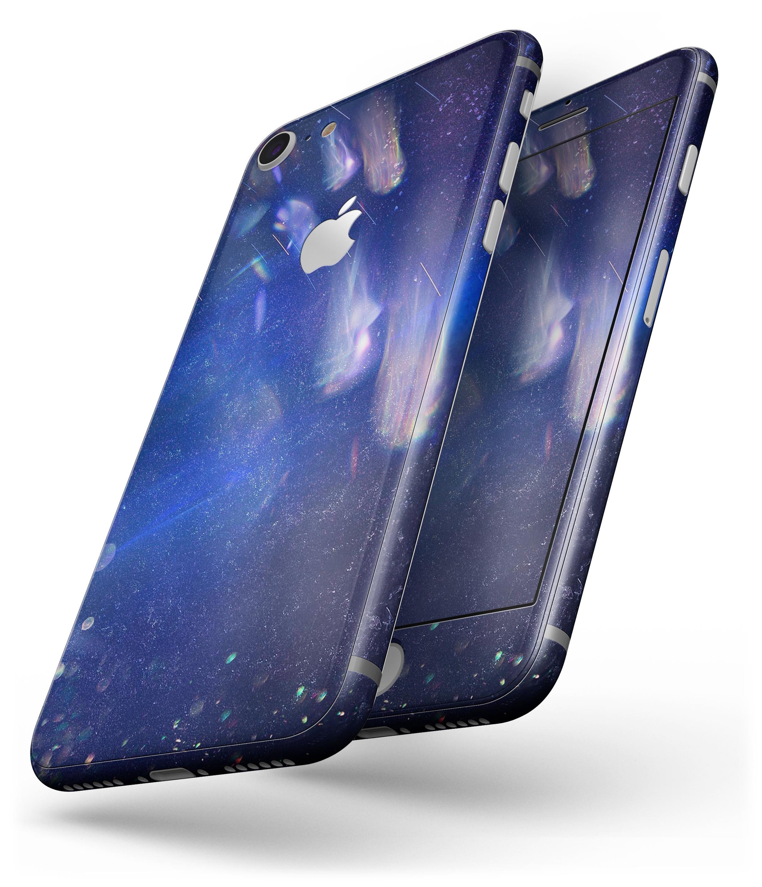 Deep Blue Unfocused Scratches skin for iPhone 8 and 8 Plus, showcasing a stylish design with a premium vinyl finish.