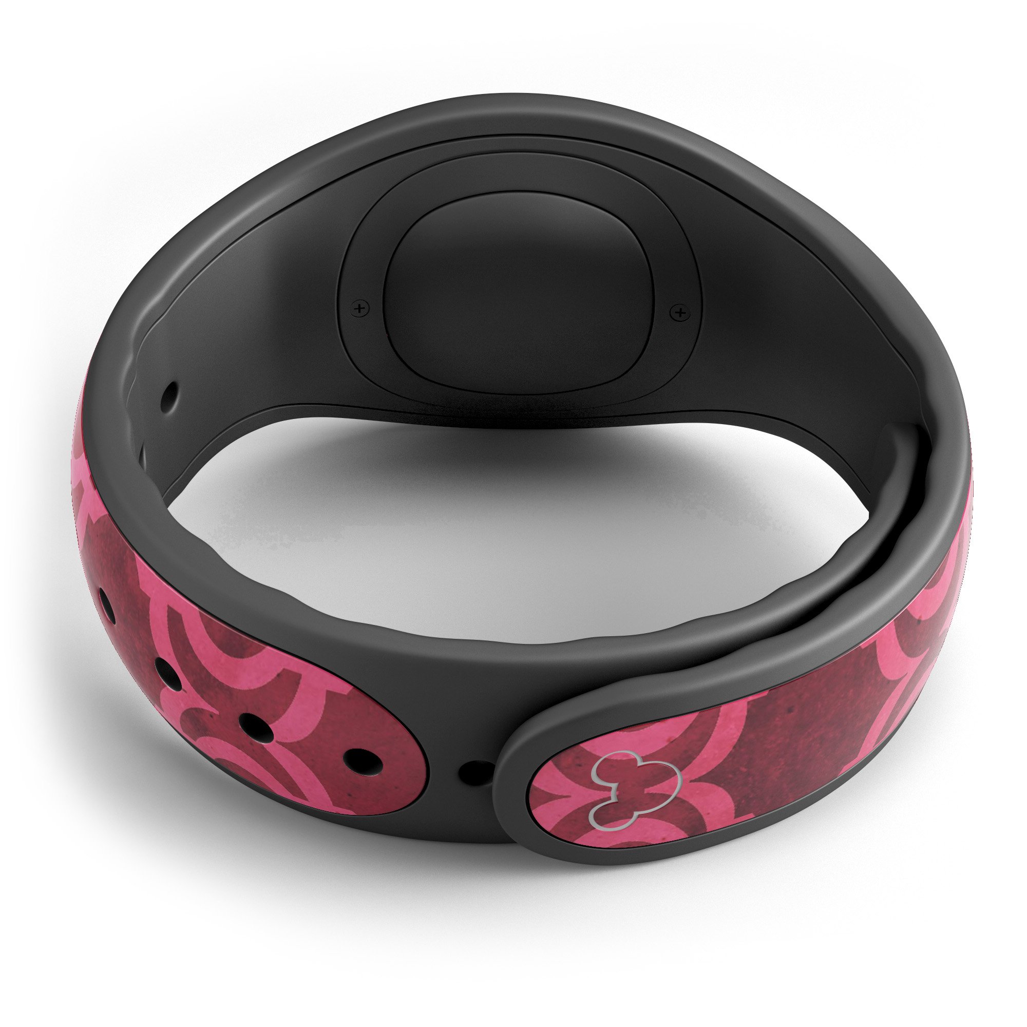 Deep Fuschia Oval Pattern Decal Skin Wrap Kit designed for Disney Magic Band, showcasing vibrant color and unique design.
