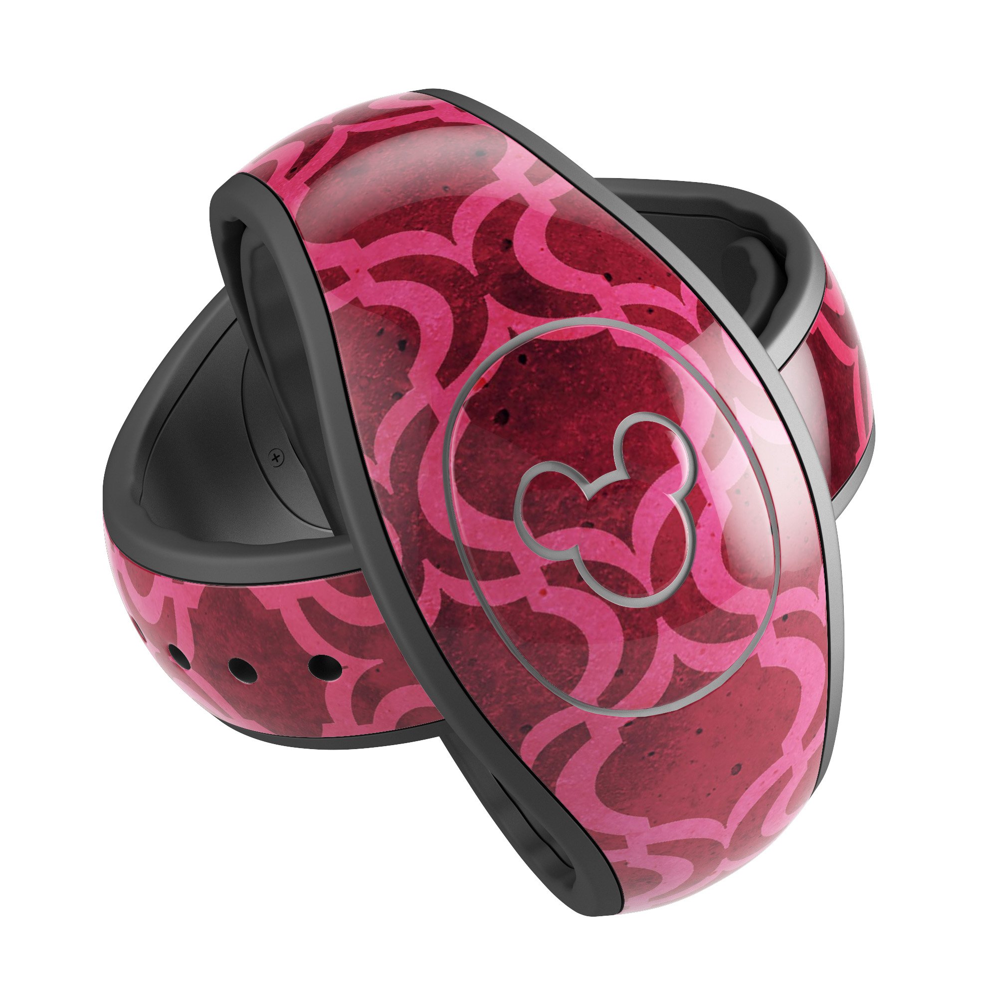 Deep Fuschia Oval Pattern Decal Skin Wrap Kit designed for Disney Magic Band, showcasing vibrant color and unique design.