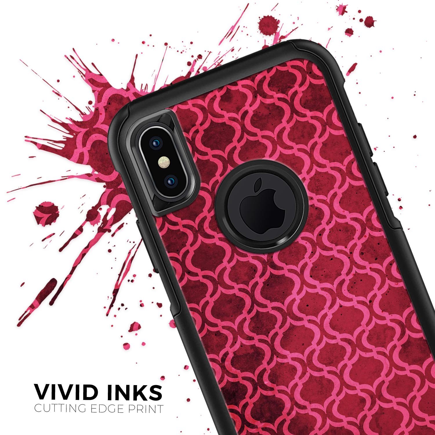 Deep Fuschia Oval Pattern Skin Kit for iPhone OtterBox Cases, showcasing vibrant colors and intricate design.