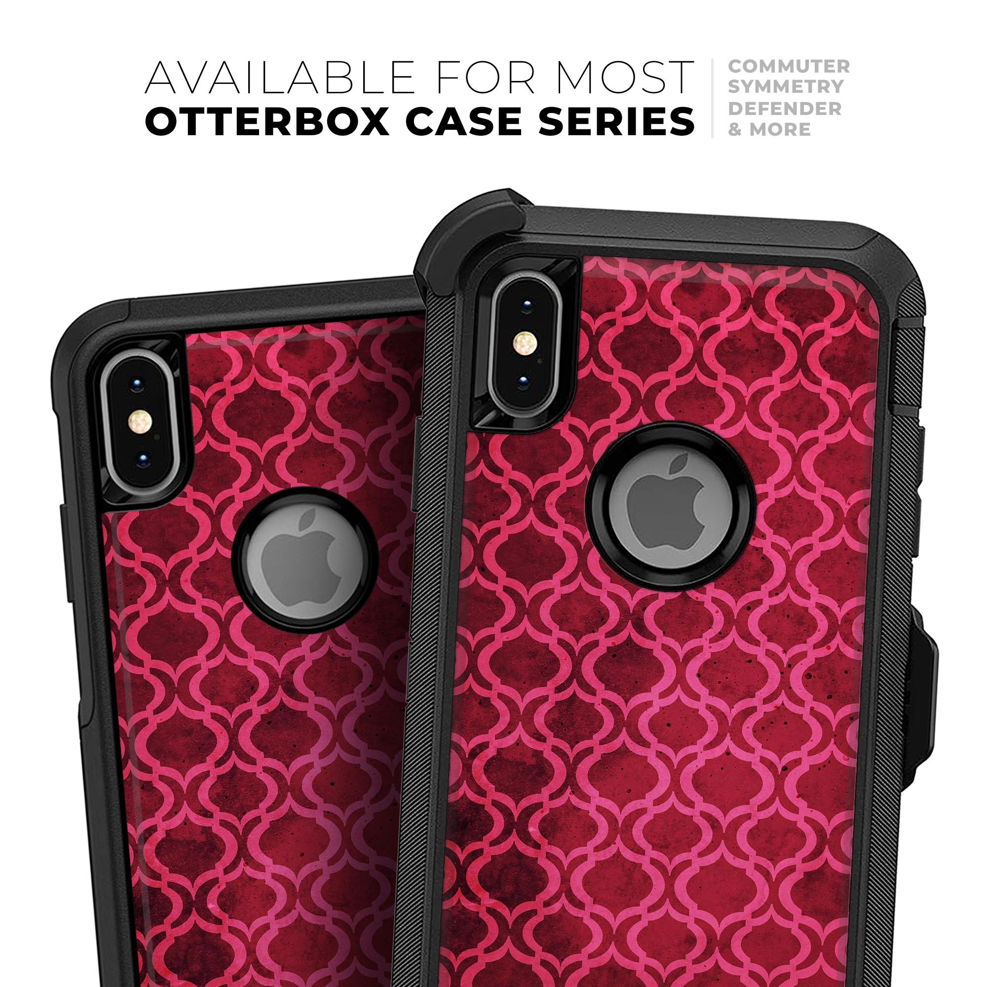 Deep Fuschia Oval Pattern Skin Kit for iPhone OtterBox Cases, showcasing vibrant colors and intricate design.