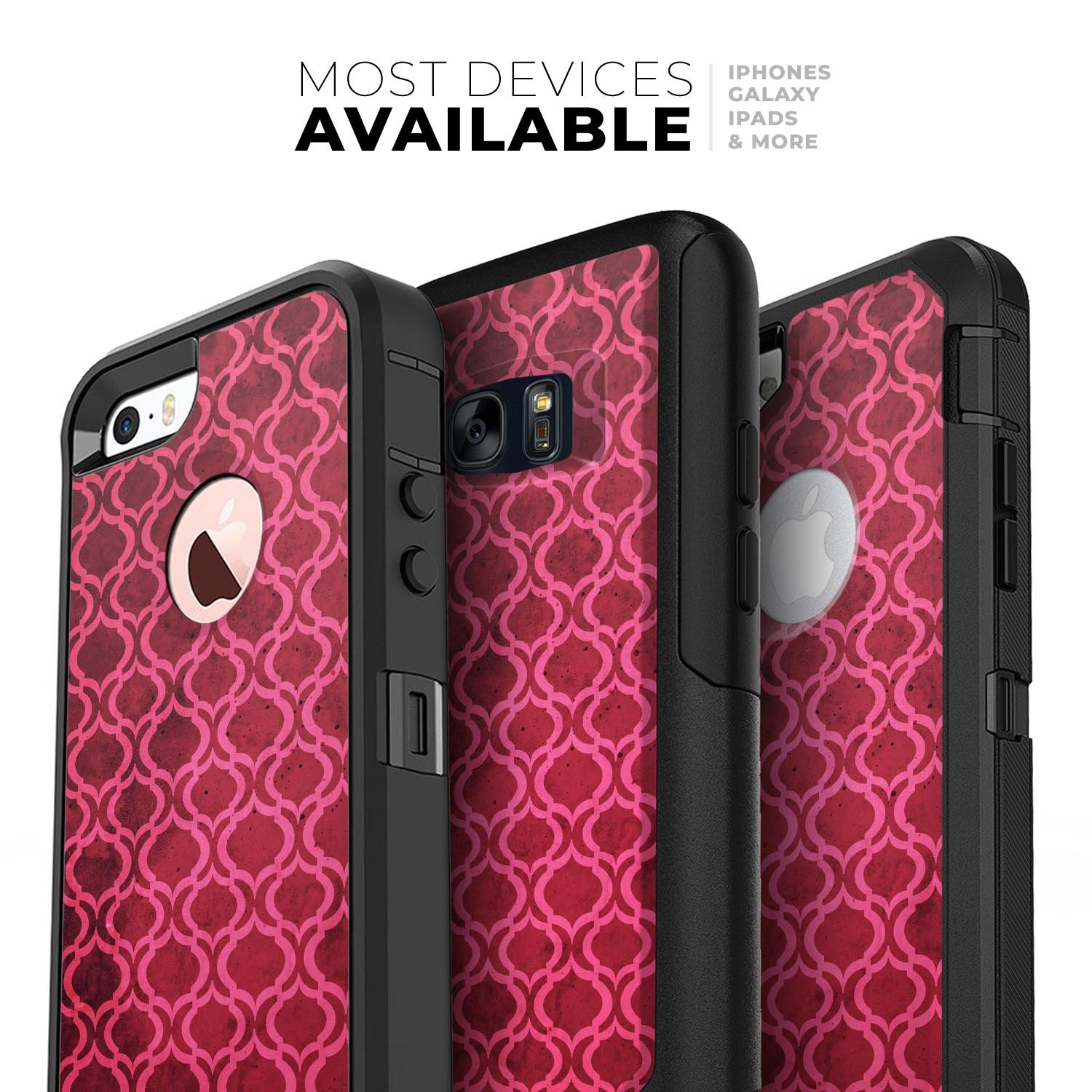Deep Fuschia Oval Pattern Skin Kit for iPhone OtterBox Cases, showcasing vibrant colors and intricate design.