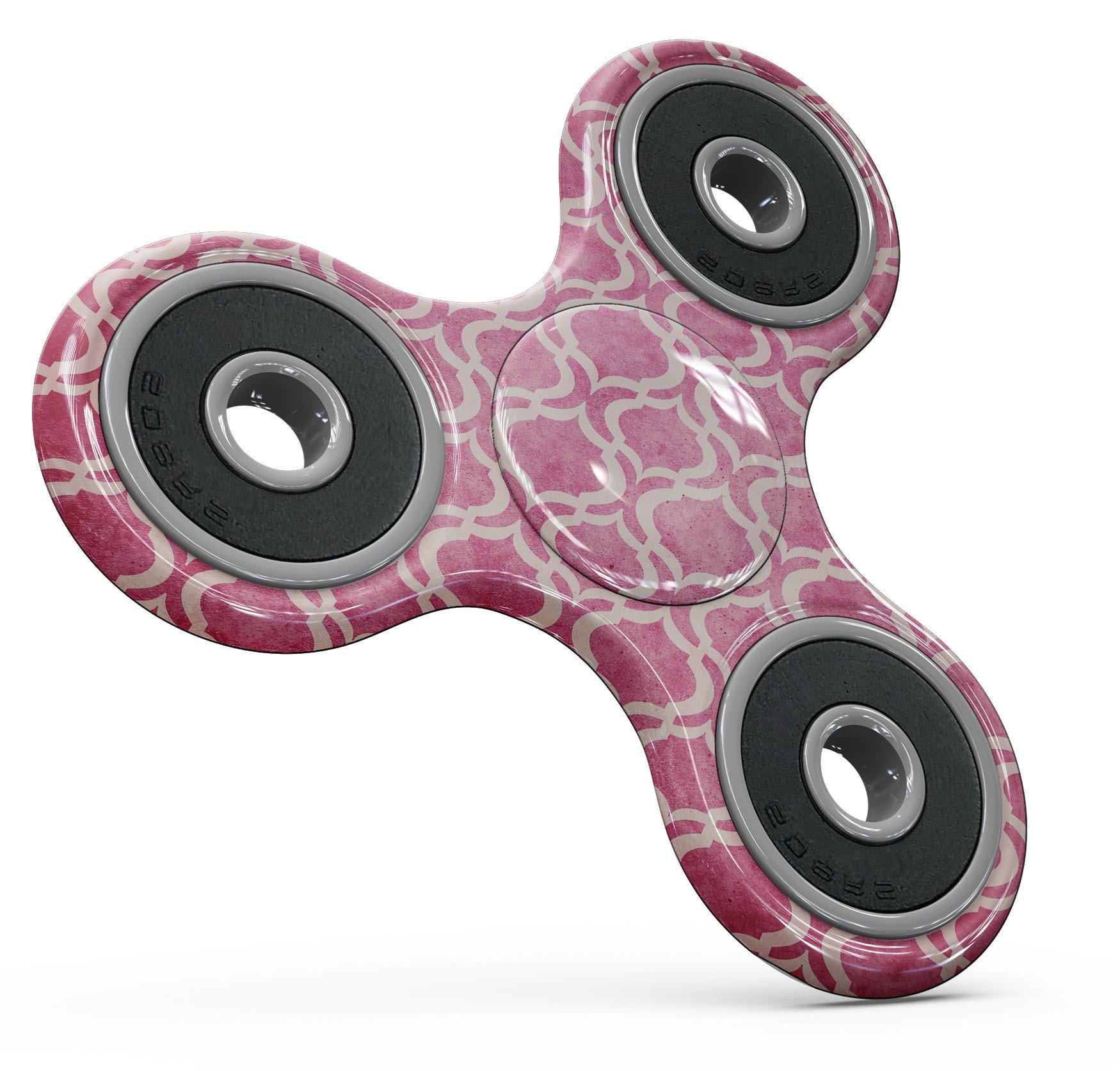 Deep Pink Bubble Moroccan Pattern Skin-Kit for fidget spinner, showcasing vibrant colors and intricate design.