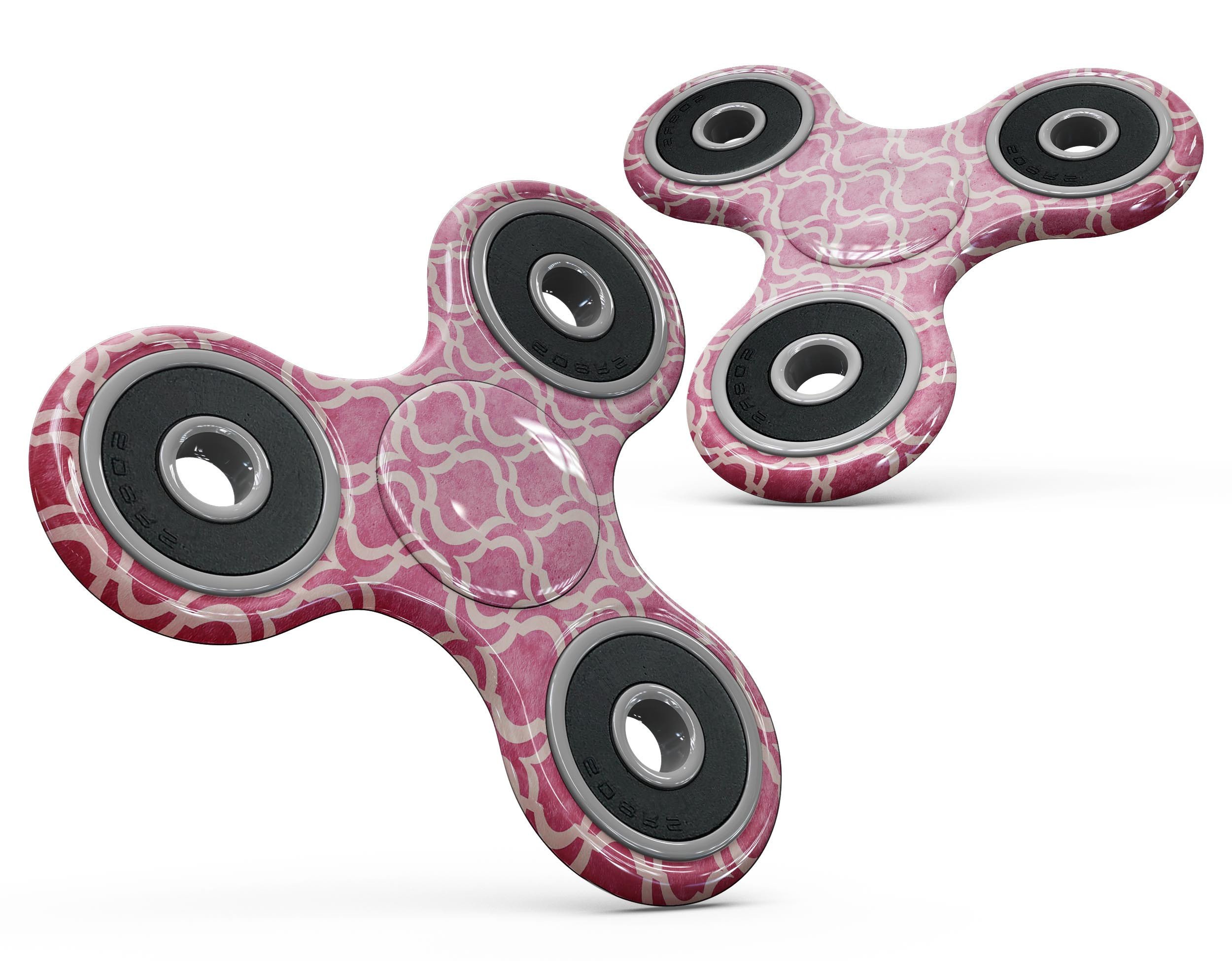 Deep Pink Bubble Moroccan Pattern Skin-Kit for fidget spinner, showcasing vibrant colors and intricate design.