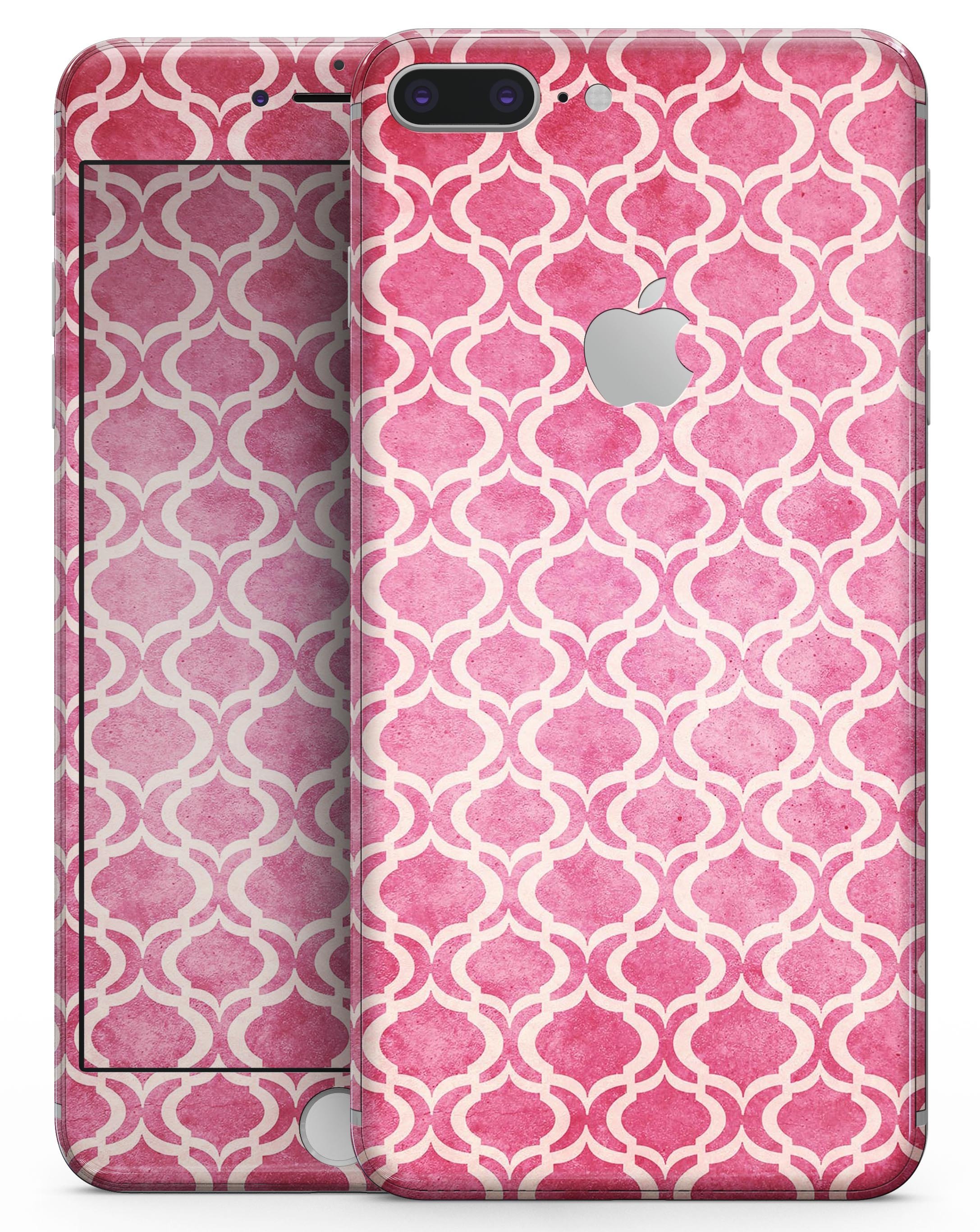 Deep Pink Bubble Moroccan Pattern skin for iPhone 8 and 8 Plus, showcasing vibrant colors and intricate design.