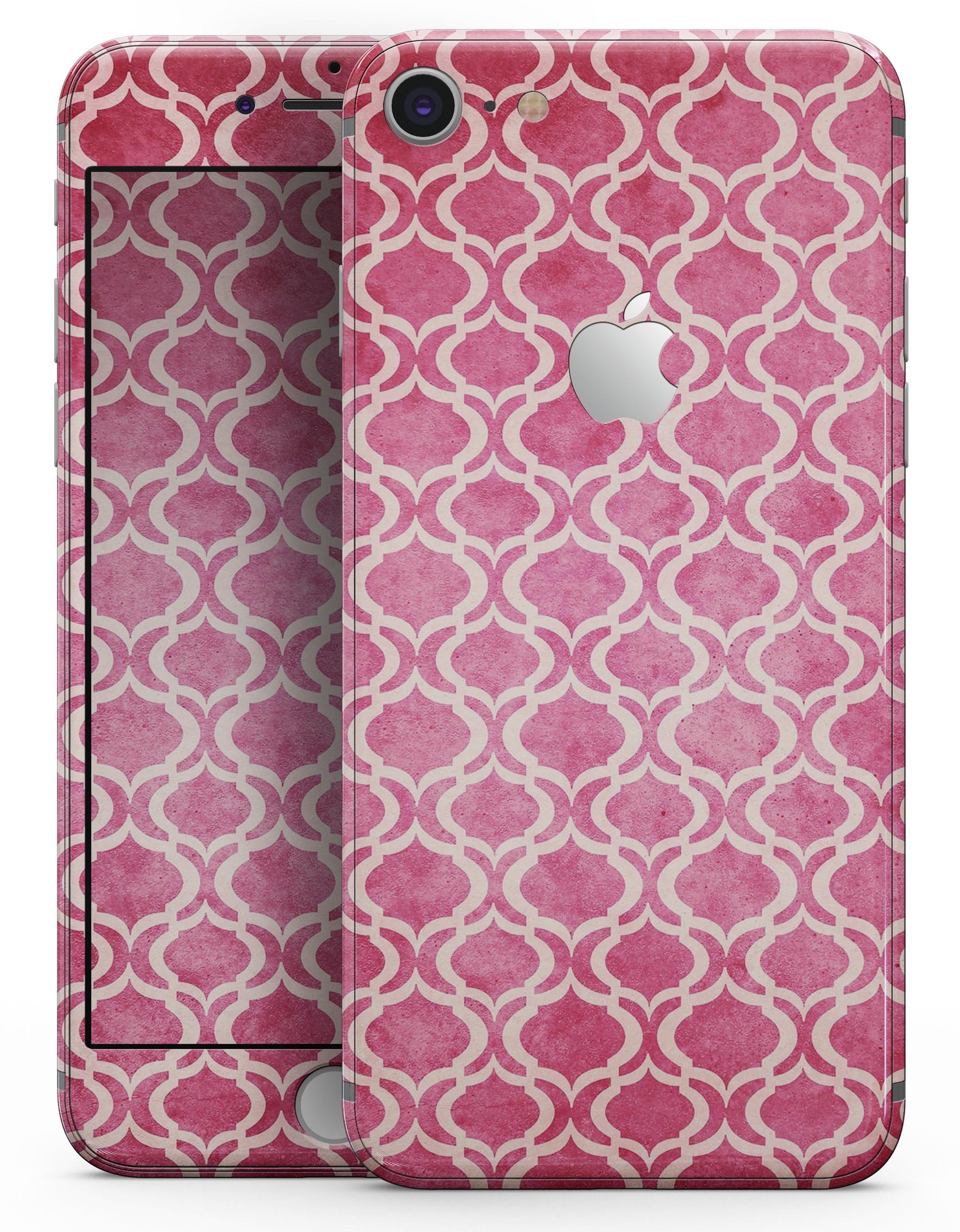 Deep Pink Bubble Moroccan Pattern skin for iPhone 8 and 8 Plus, showcasing vibrant colors and intricate design.