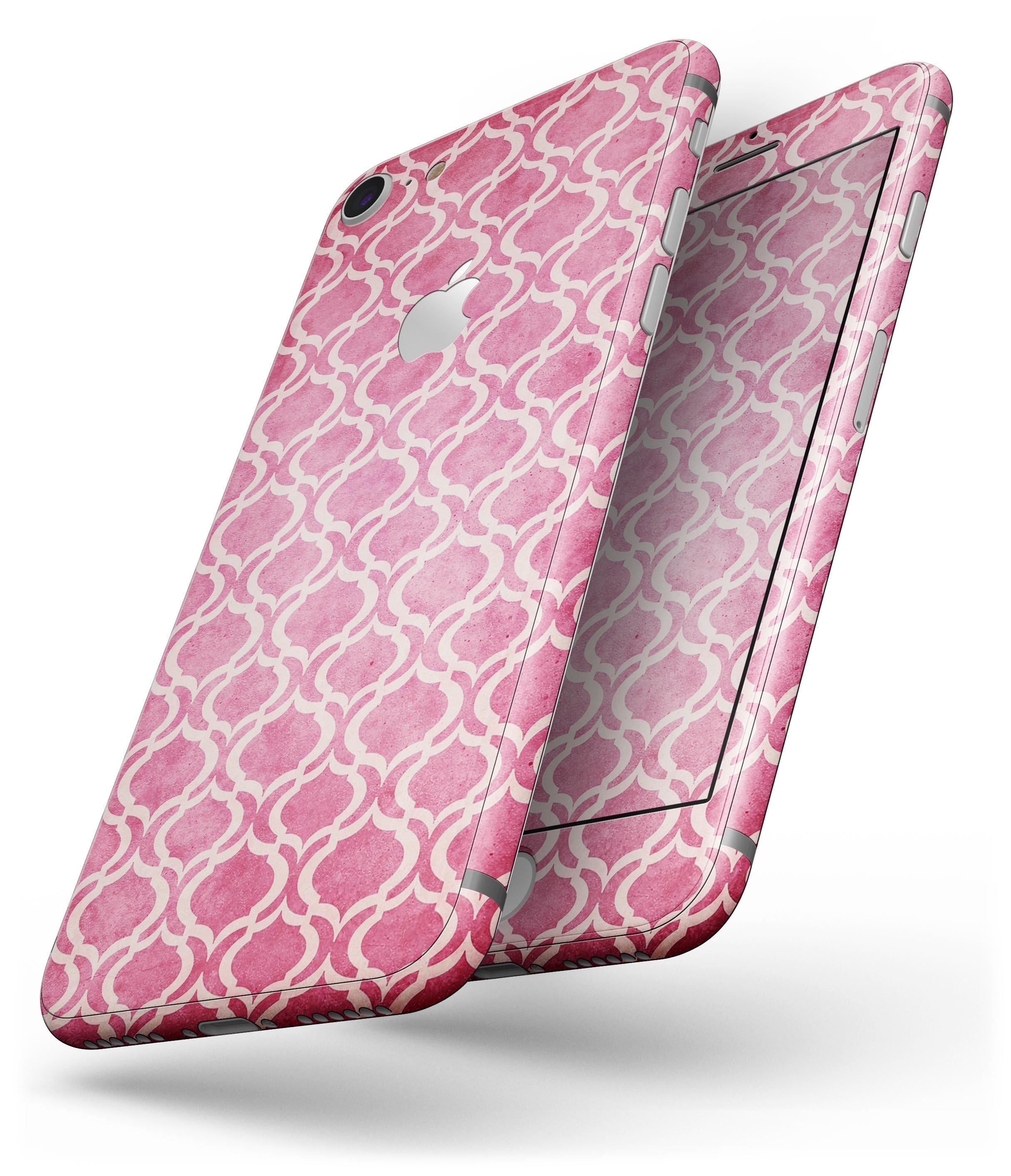 Deep Pink Bubble Moroccan Pattern skin for iPhone 8 and 8 Plus, showcasing vibrant colors and intricate design.