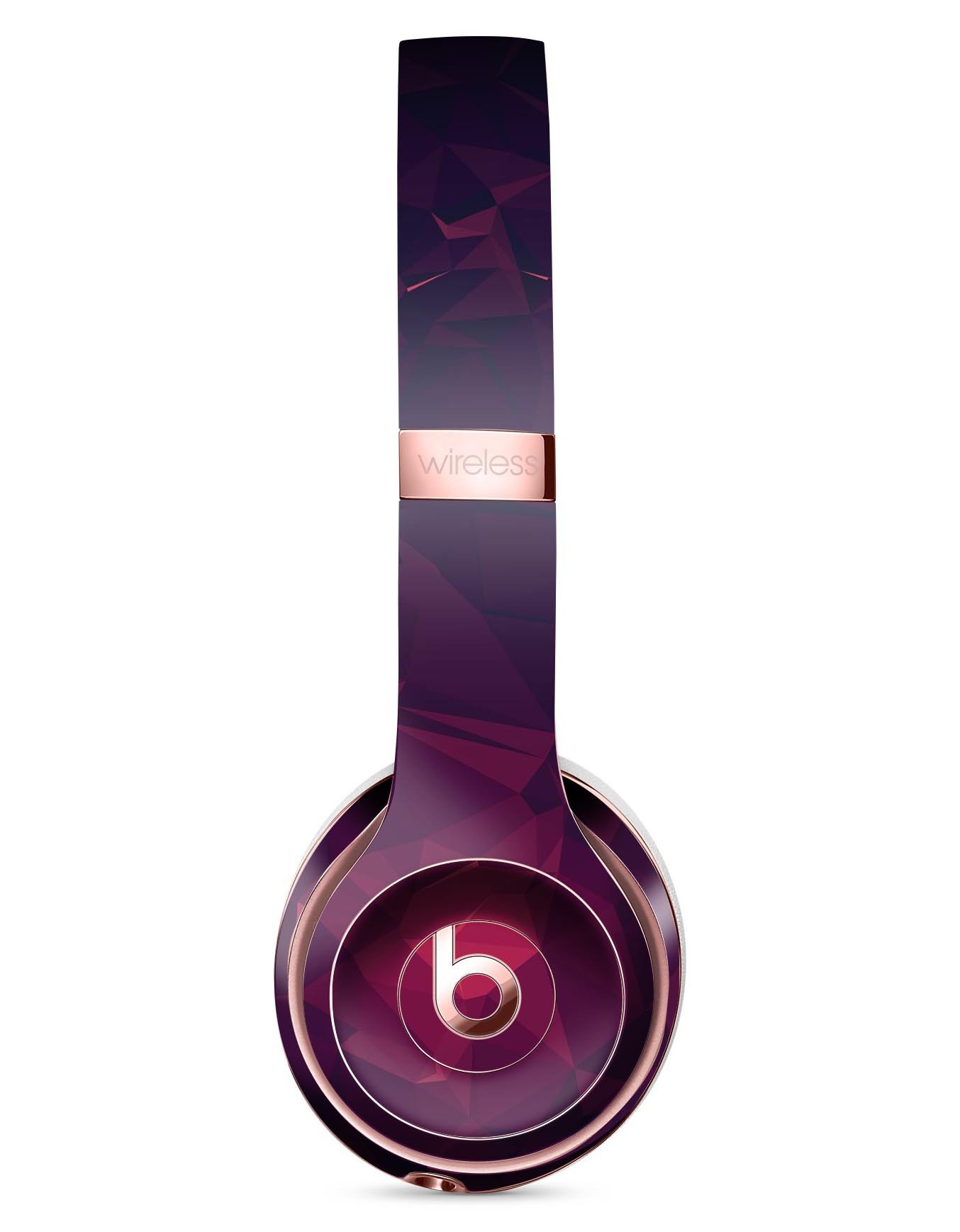 Deep Purple and Red Geometric Triangles Skin Kit for Beats by Dre Solo 3 Wireless Headphones, showcasing vibrant colors and geometric patterns.
