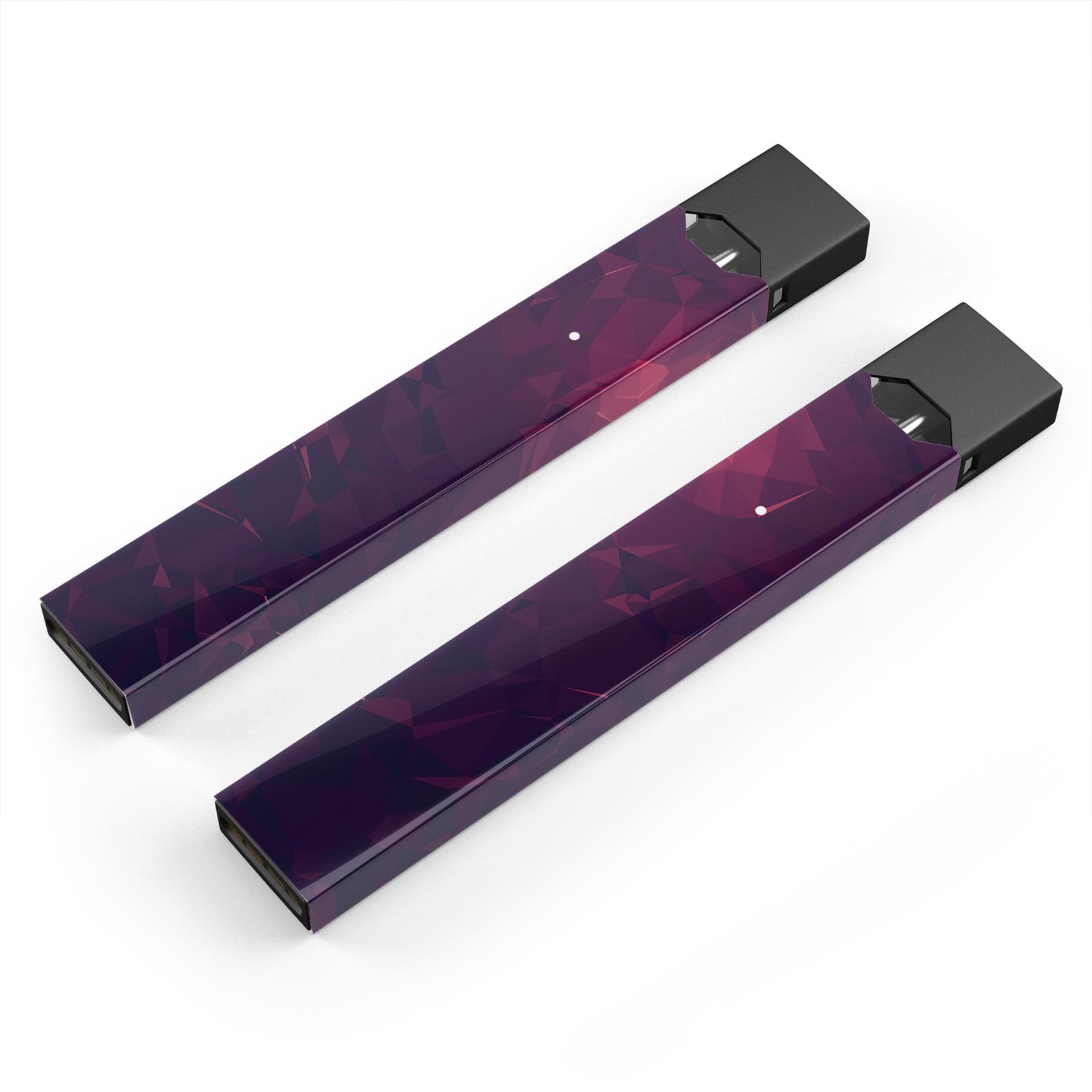 Deep Purple and Red Geometric Triangles decal skin for JUUL vaping device, showcasing vibrant colors and geometric patterns.