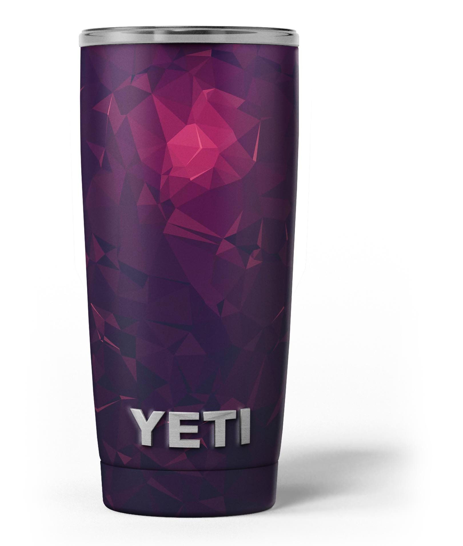 Deep Purple and Red Geometric Triangles skin decal vinyl wrap kit for Yeti Coolers, showcasing a stylish design for personalization.