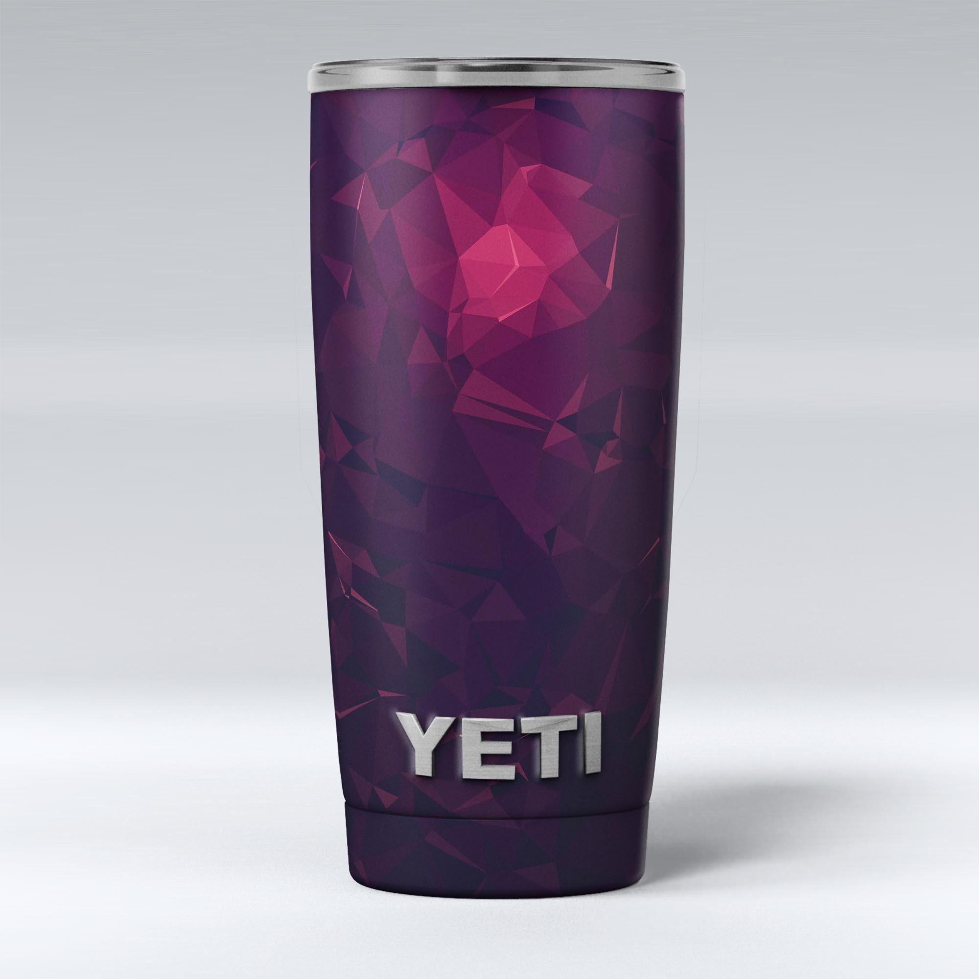 Deep Purple and Red Geometric Triangles skin decal vinyl wrap kit for Yeti Coolers, showcasing a stylish design for personalization.