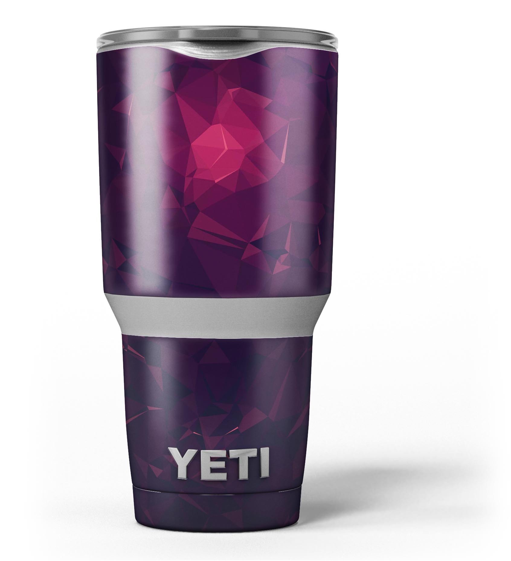 Deep Purple and Red Geometric Triangles skin decal vinyl wrap kit for Yeti Coolers, showcasing a stylish design for personalization.