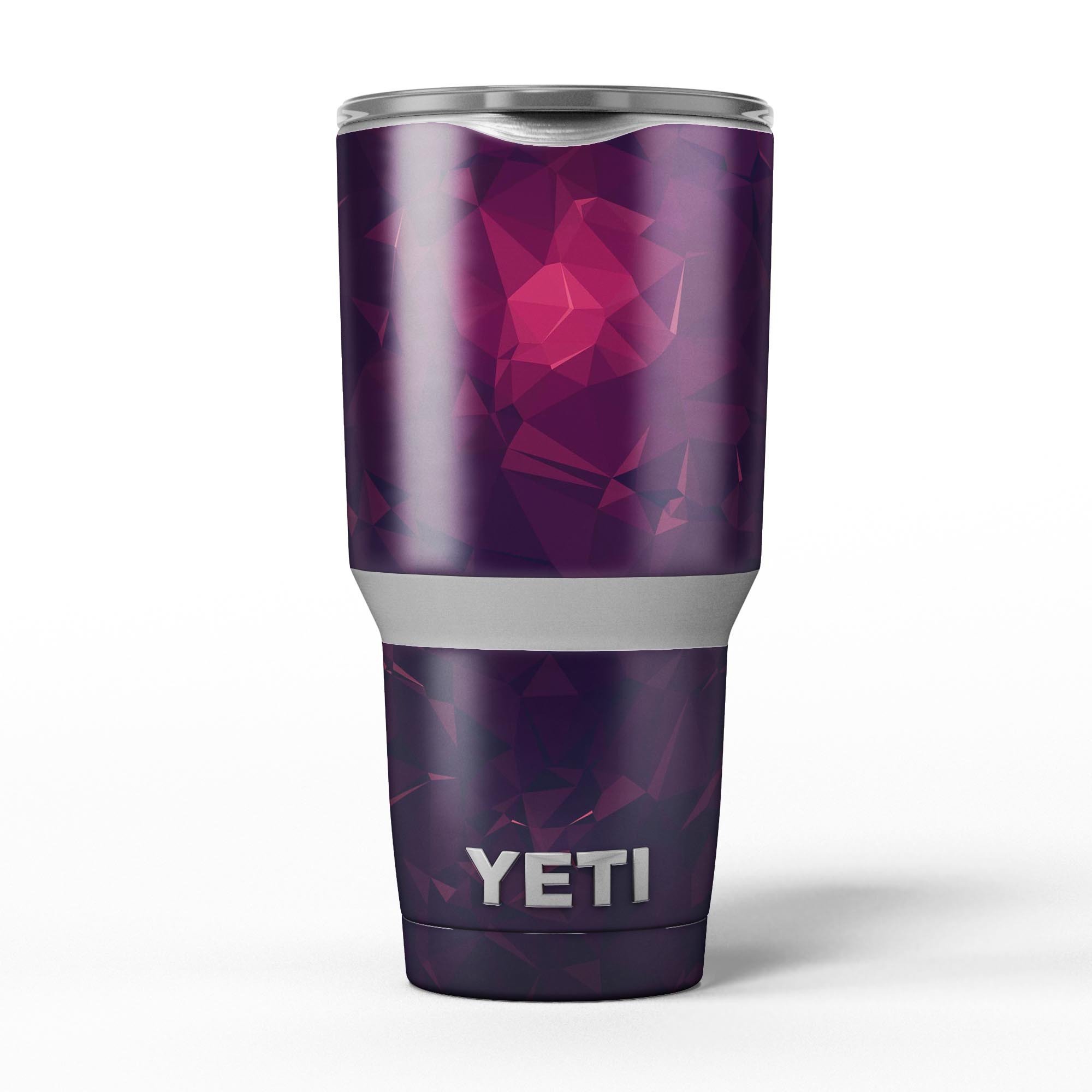 Deep Purple and Red Geometric Triangles skin decal vinyl wrap kit for Yeti Coolers, showcasing a stylish design for personalization.